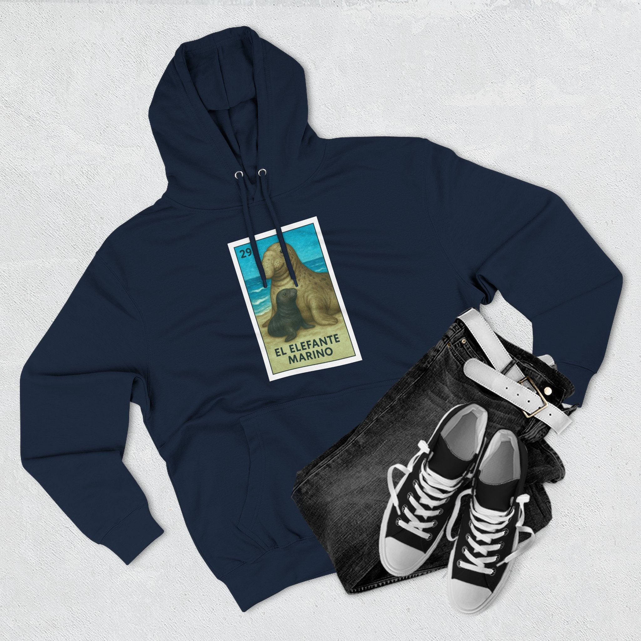 Elephant Seal Lotería Fleece Hoodie