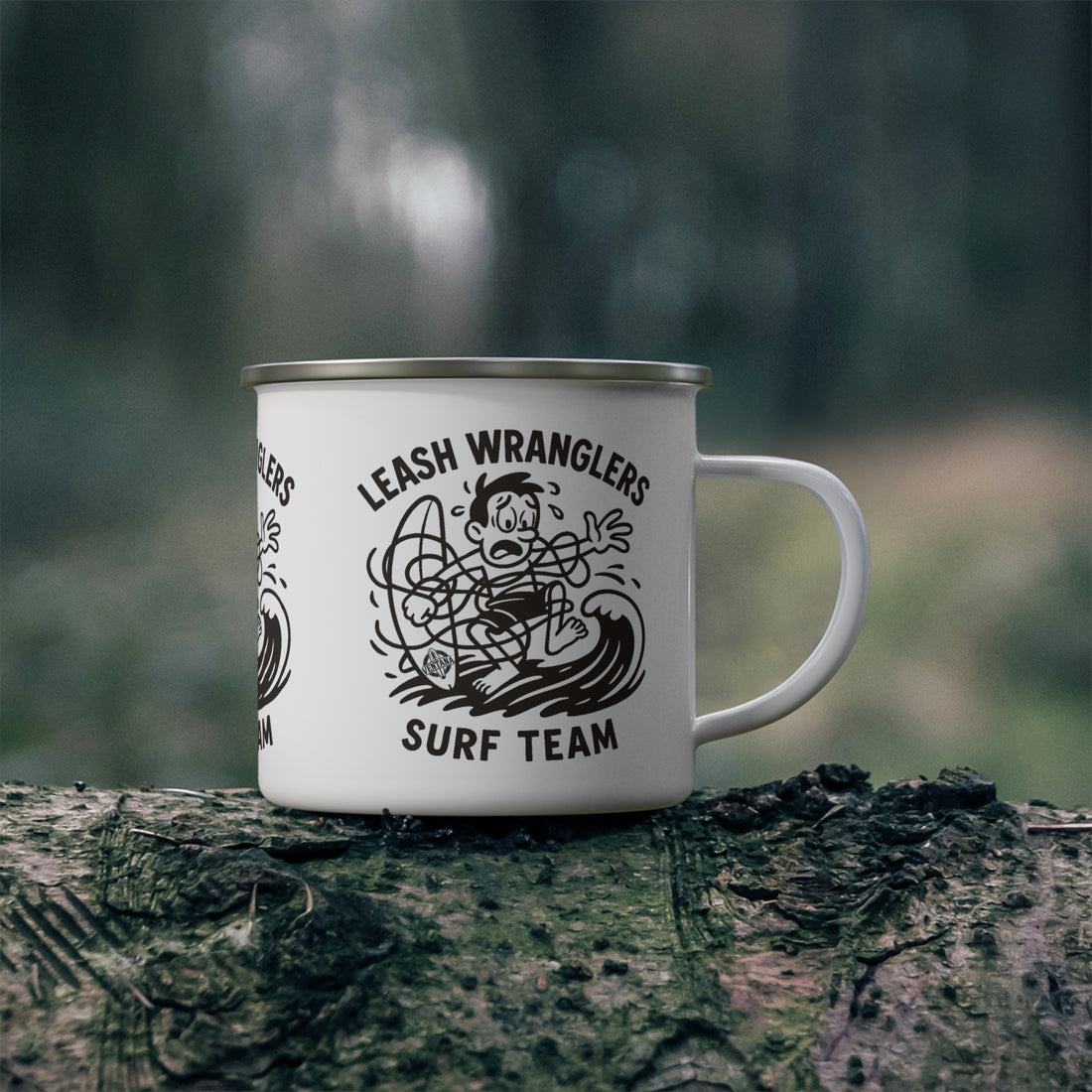 Leash Wranglers Surf Team Enamel Camping Mug (12oz - small)