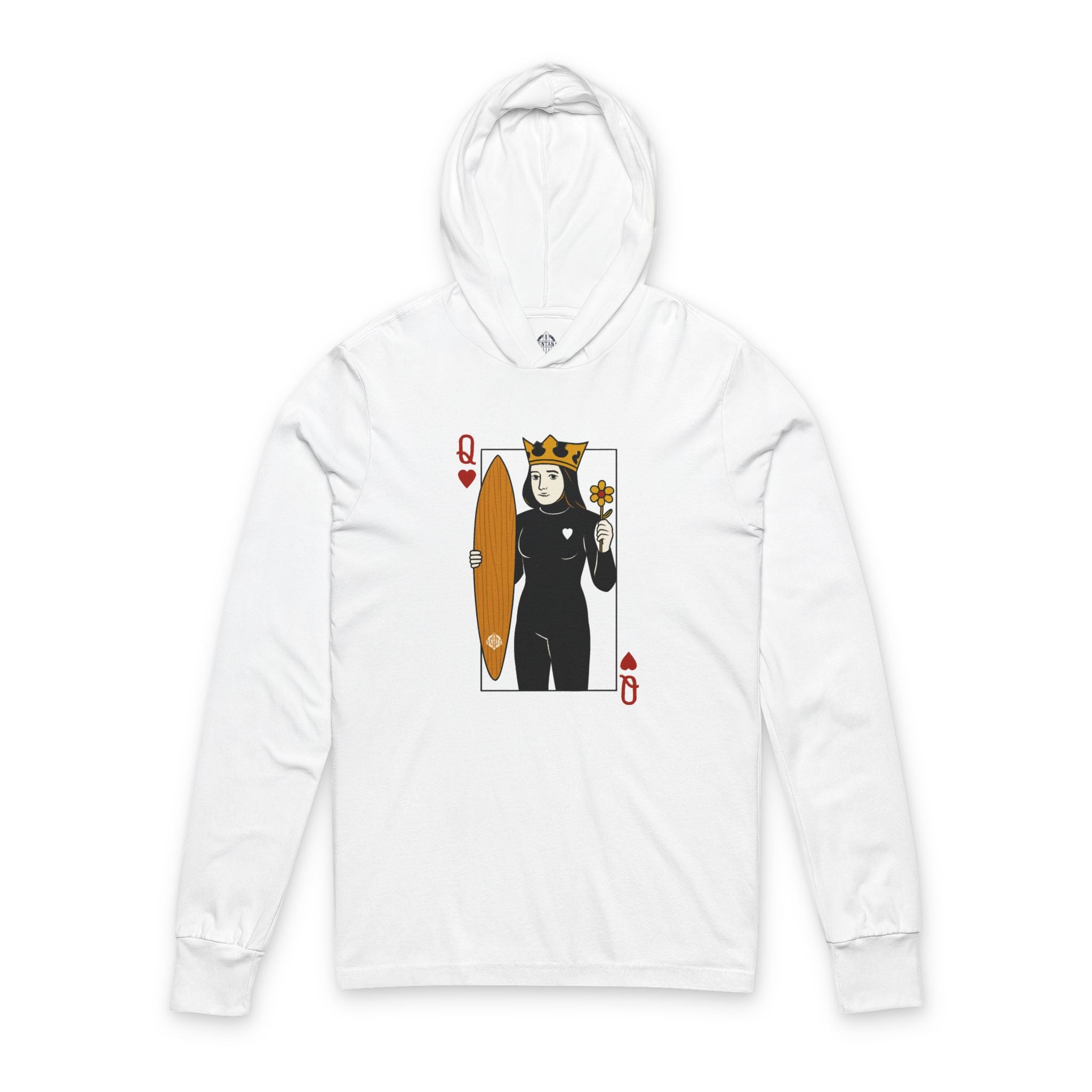 Queen of Hearts Surfer cotton hooded long sleeve t-shirt image 3
