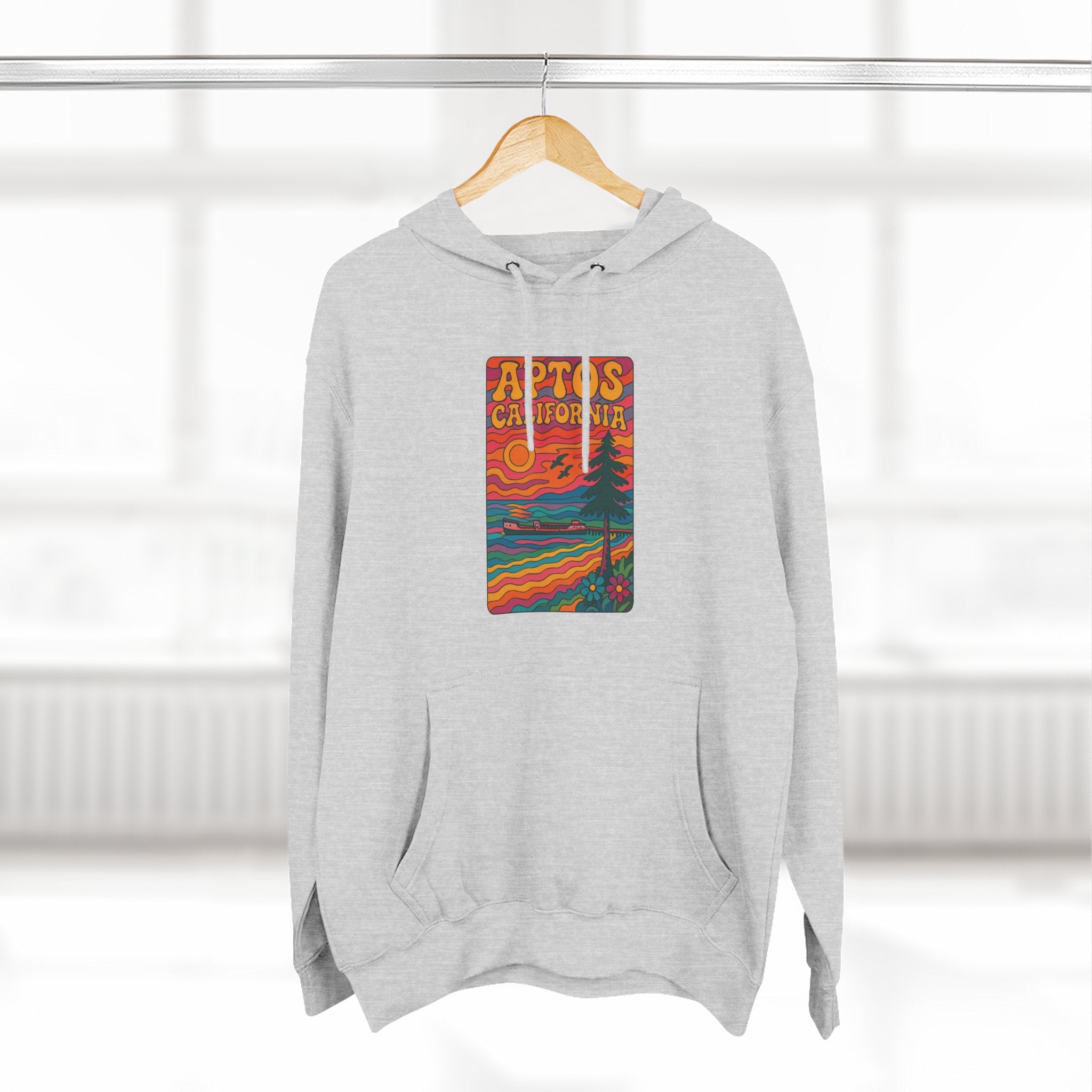 Aptos California Psychedelic Unisex - Pull-Over Cotton Blend Fleece Hoodie