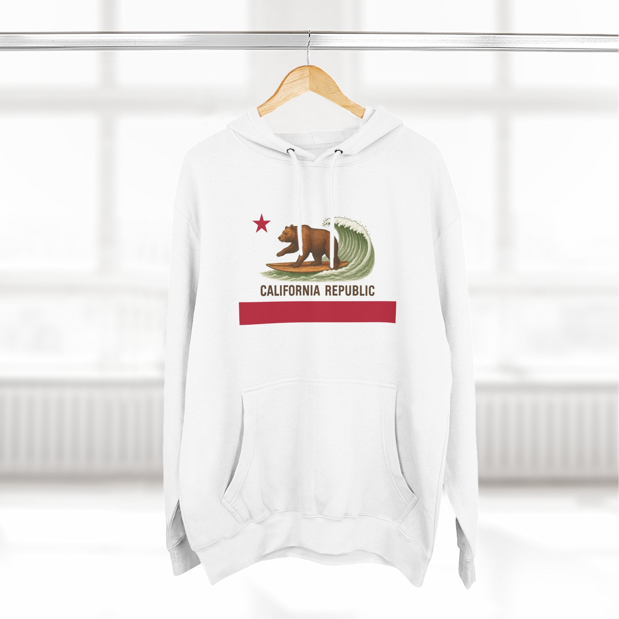 California Surfing Bear Flag fleece hoodie image 13