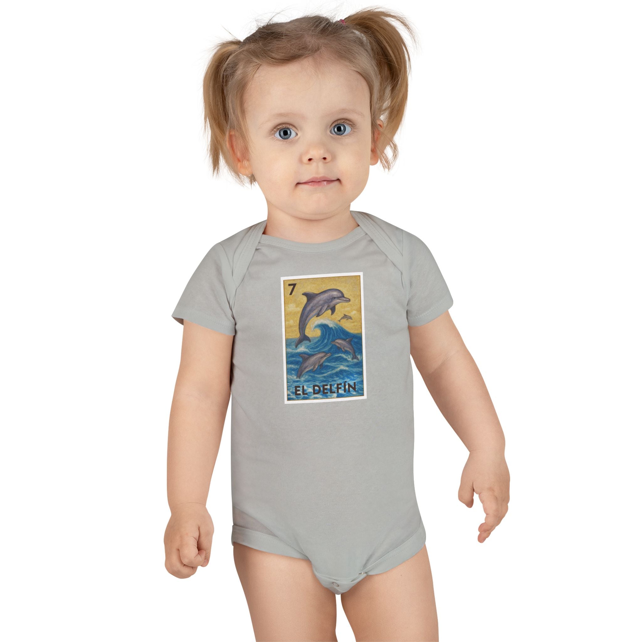 Dolphin Lotería - Baby Short Sleeve 100% Cotton Onesie (El Delfín)