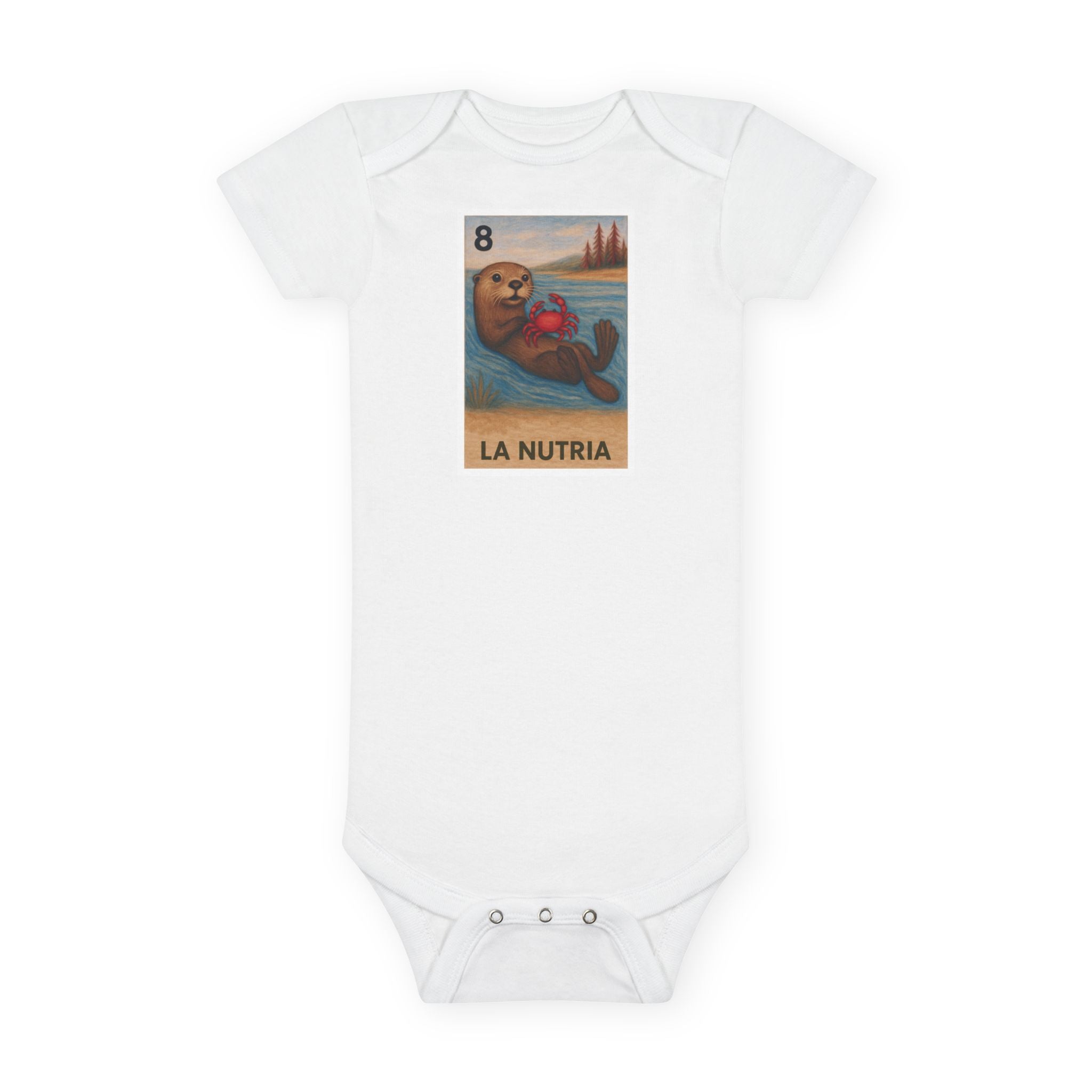 Sea Otter Lotería baby cotton onesie image 3