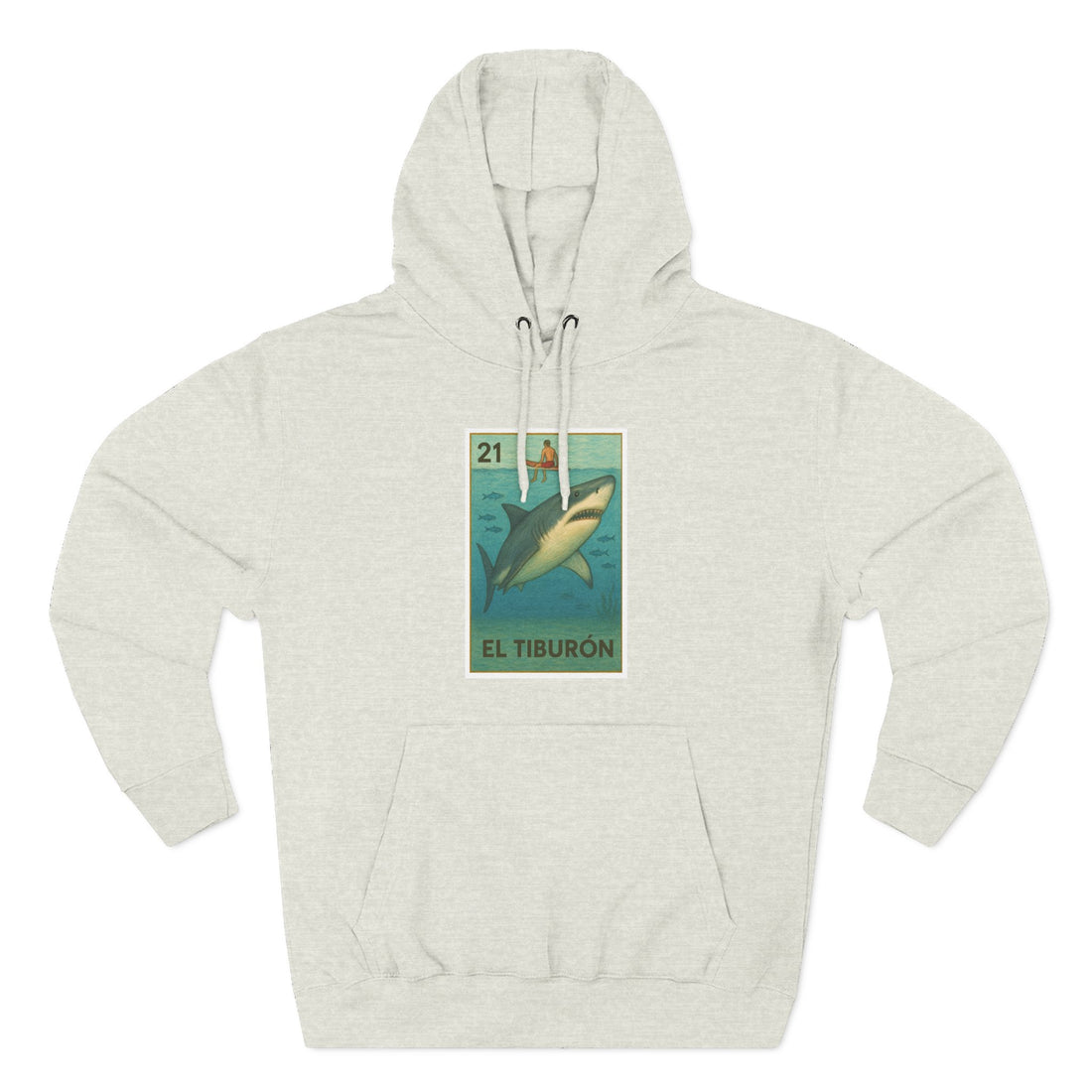 Shark Lotería Unisex - Pull-Over Cotton Blend Fleece Hoodie (El Tiburón)