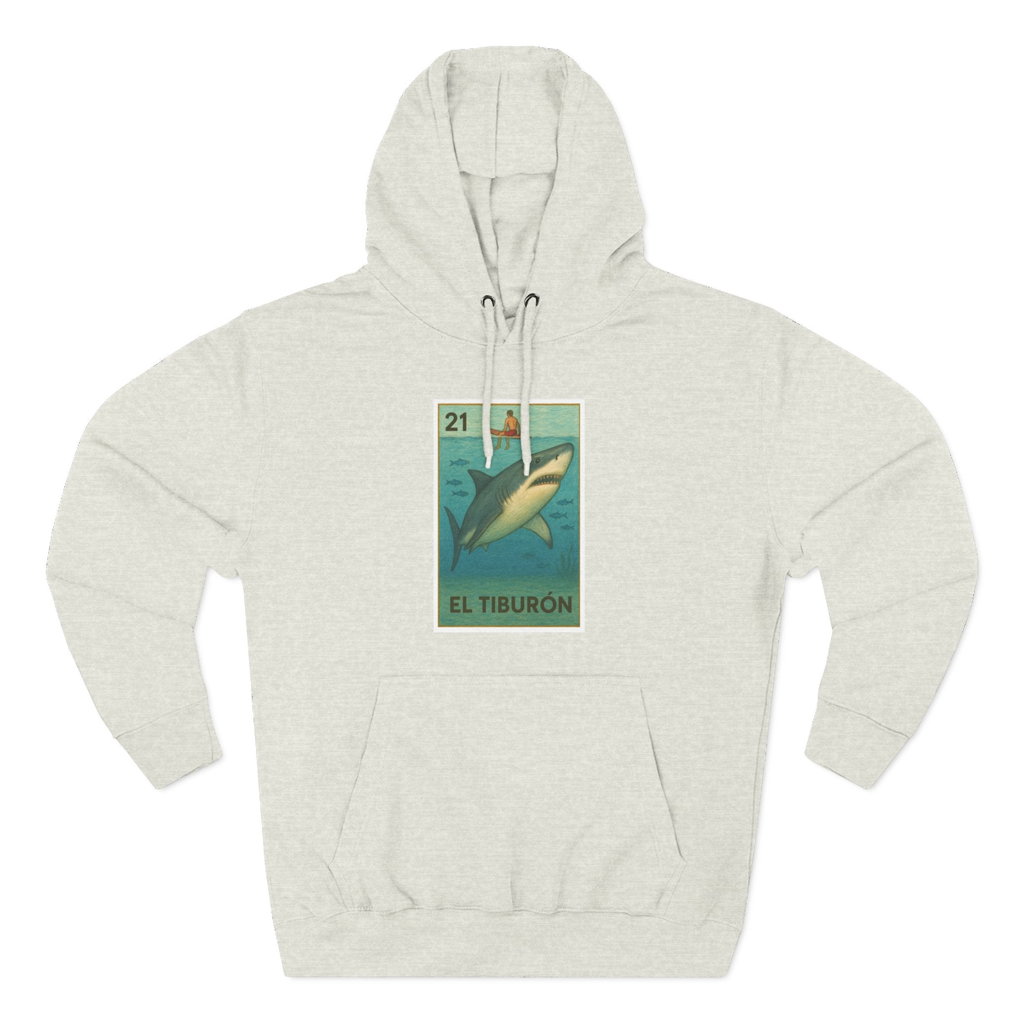 Shark Lotería Unisex - Pull-Over Cotton Blend Fleece Hoodie (El Tiburón)
