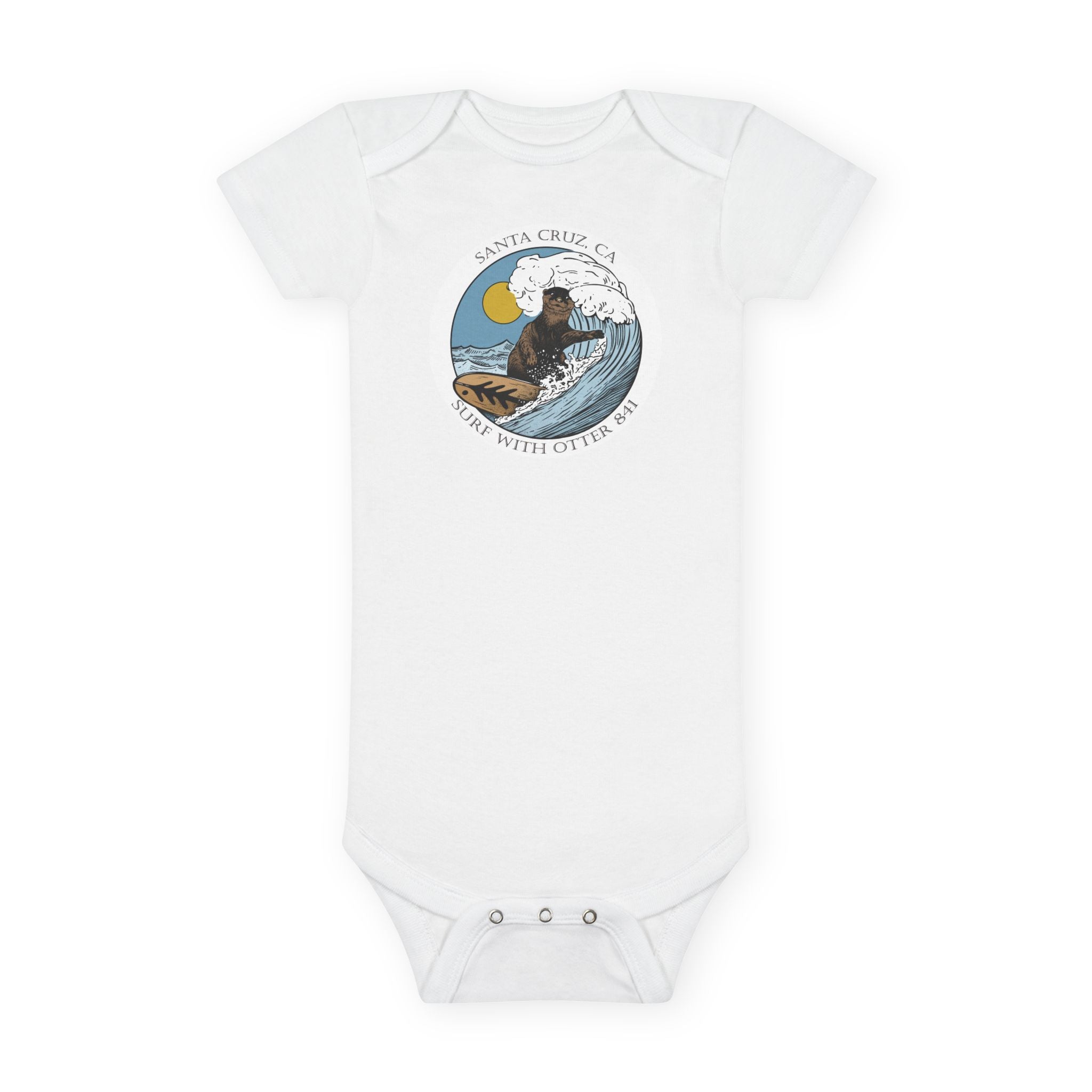 Surf with Otter 841 by Thiago Bianchini baby cotton onesie image 3