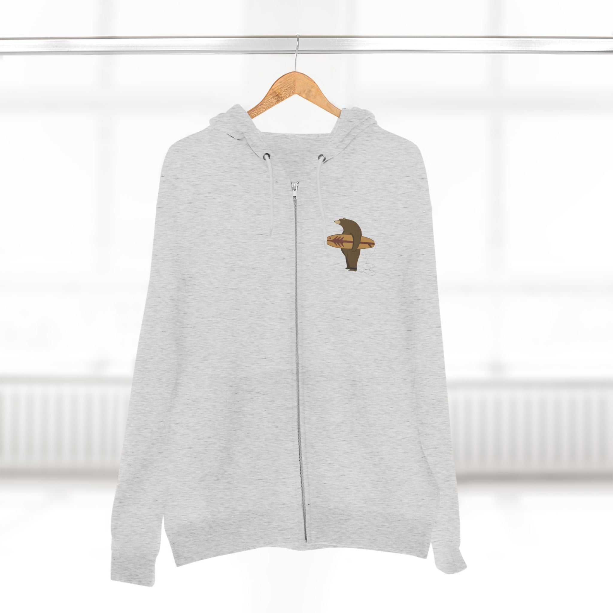 Surfing Grizzly Bear by Fabian Lavater zip fleece hoodie image 13