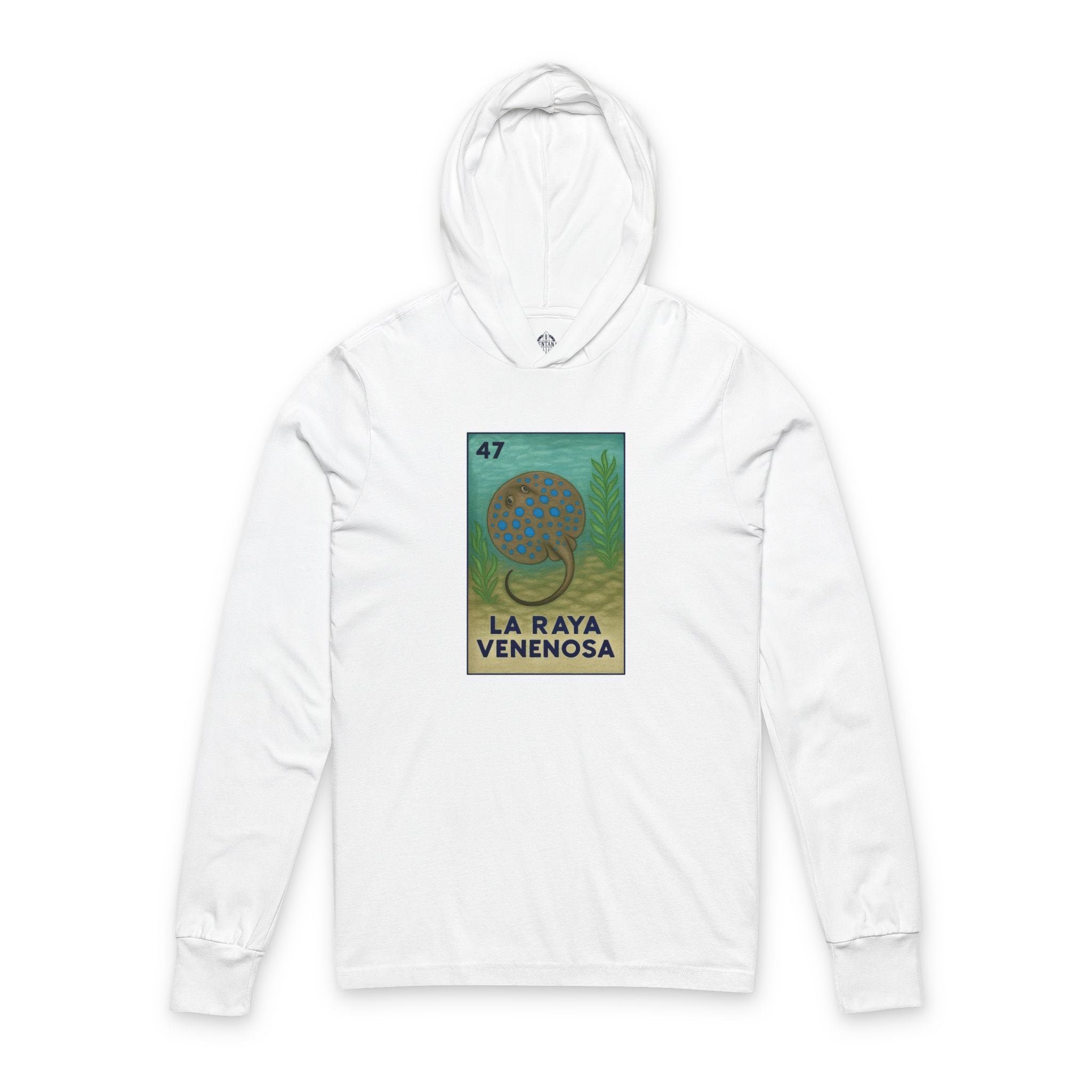 Stingray Lotería cotton hooded long sleeve t-shirt image 3