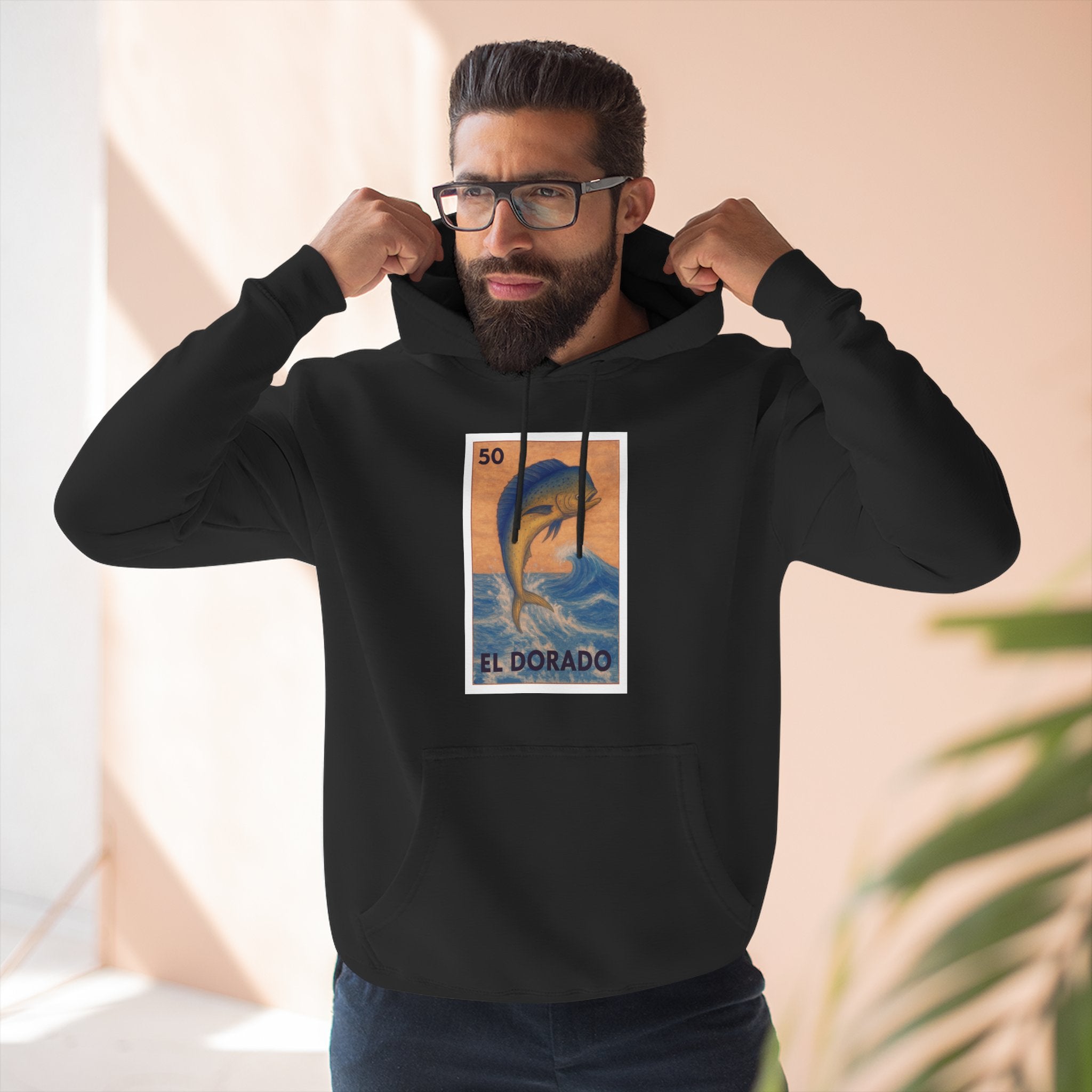 Dorado Lotería Unisex - Pull-Over Cotton Blend Fleece Hoodie (El Dorado)