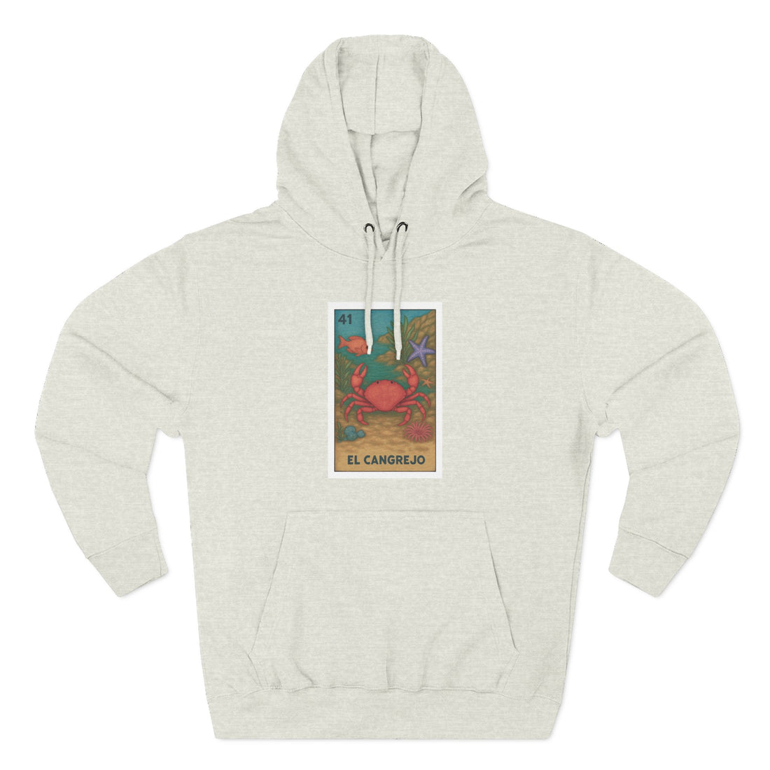 Crab Lotería Unisex - Pull-Over Cotton Blend Fleece Hoodie (El Cangrejo)