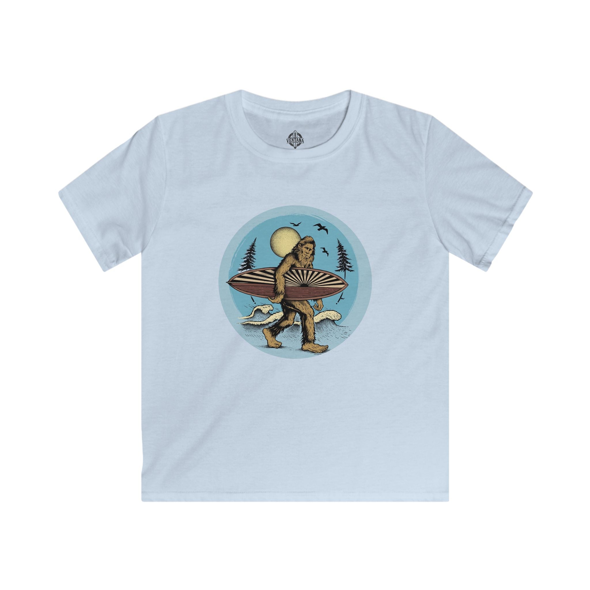 Ventana Surfsquatch by Thiago Bianchini kids soft style t-shirt image 2