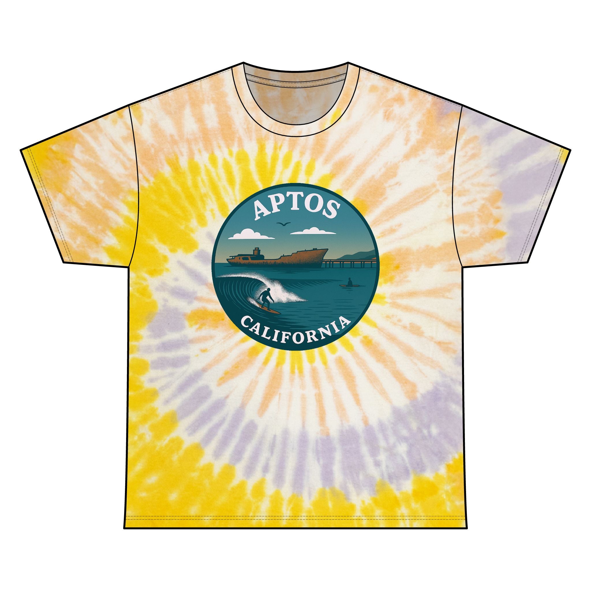 Aptos California Classic Unisex Tie Dye - 100% Cotton T-Shirt