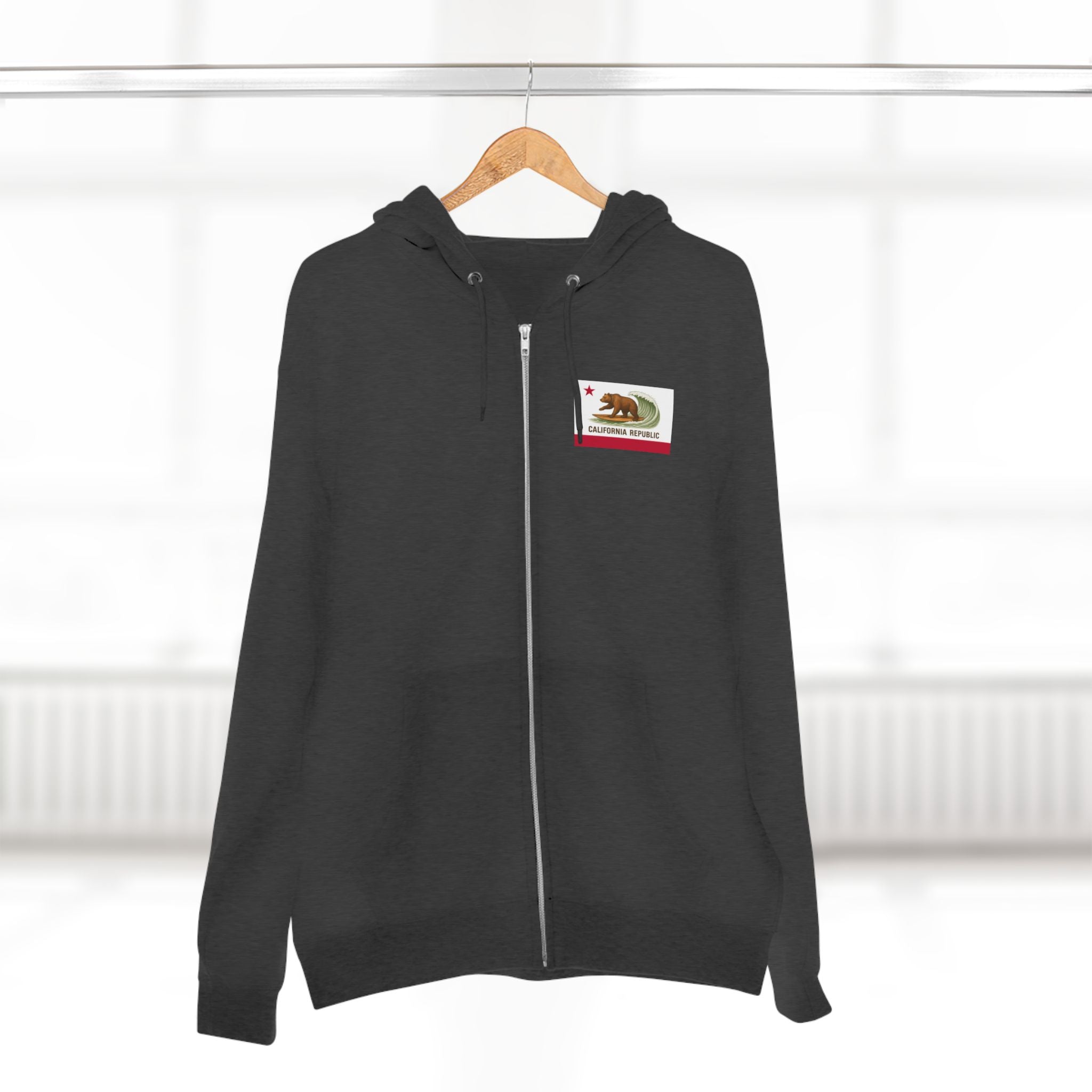 California Surfing Bear Flag zip fleece hoodie image 18