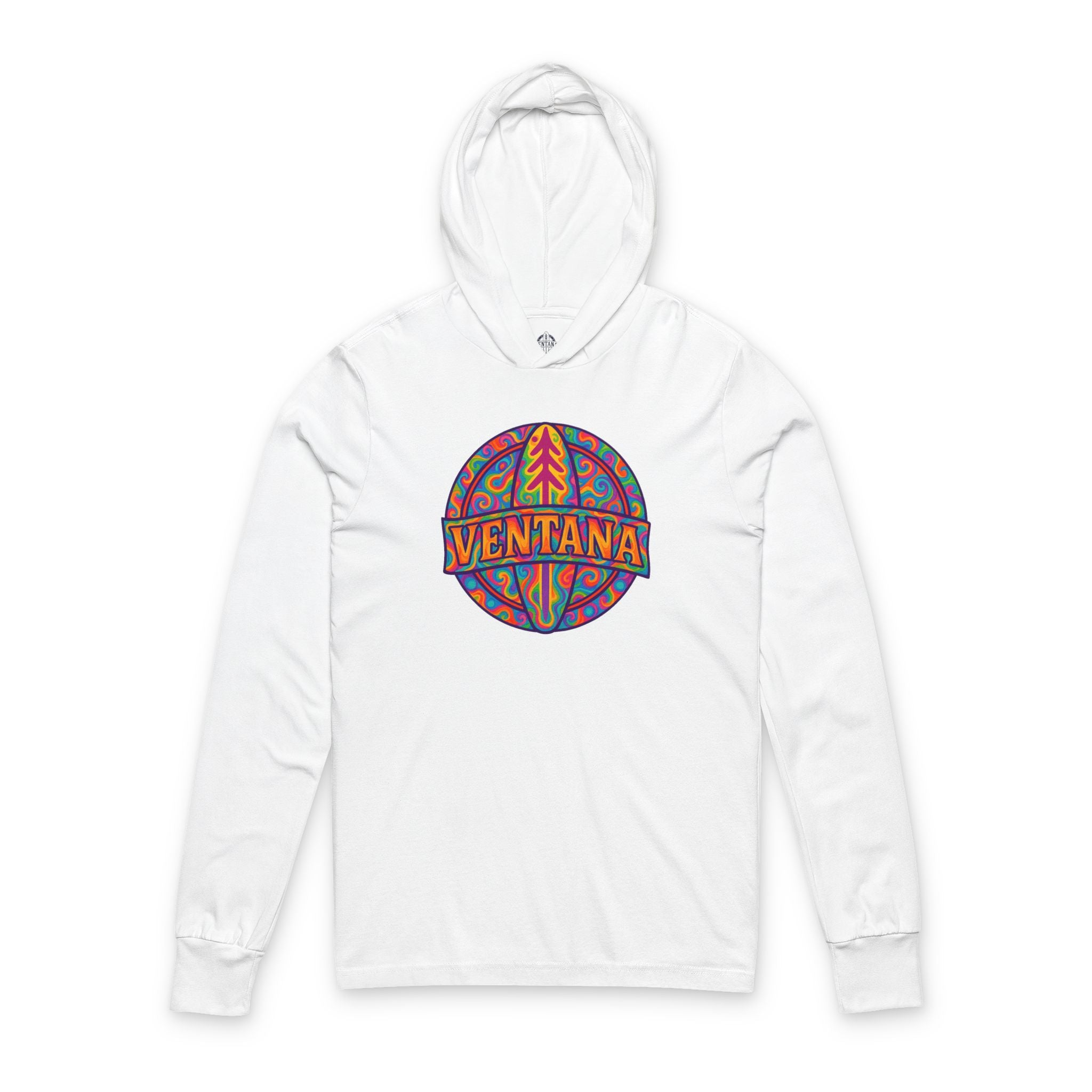 Ventana Psychedelic Treefish Logo Unisex - Cotton Hooded Long Sleeve Hooded T-Shirt