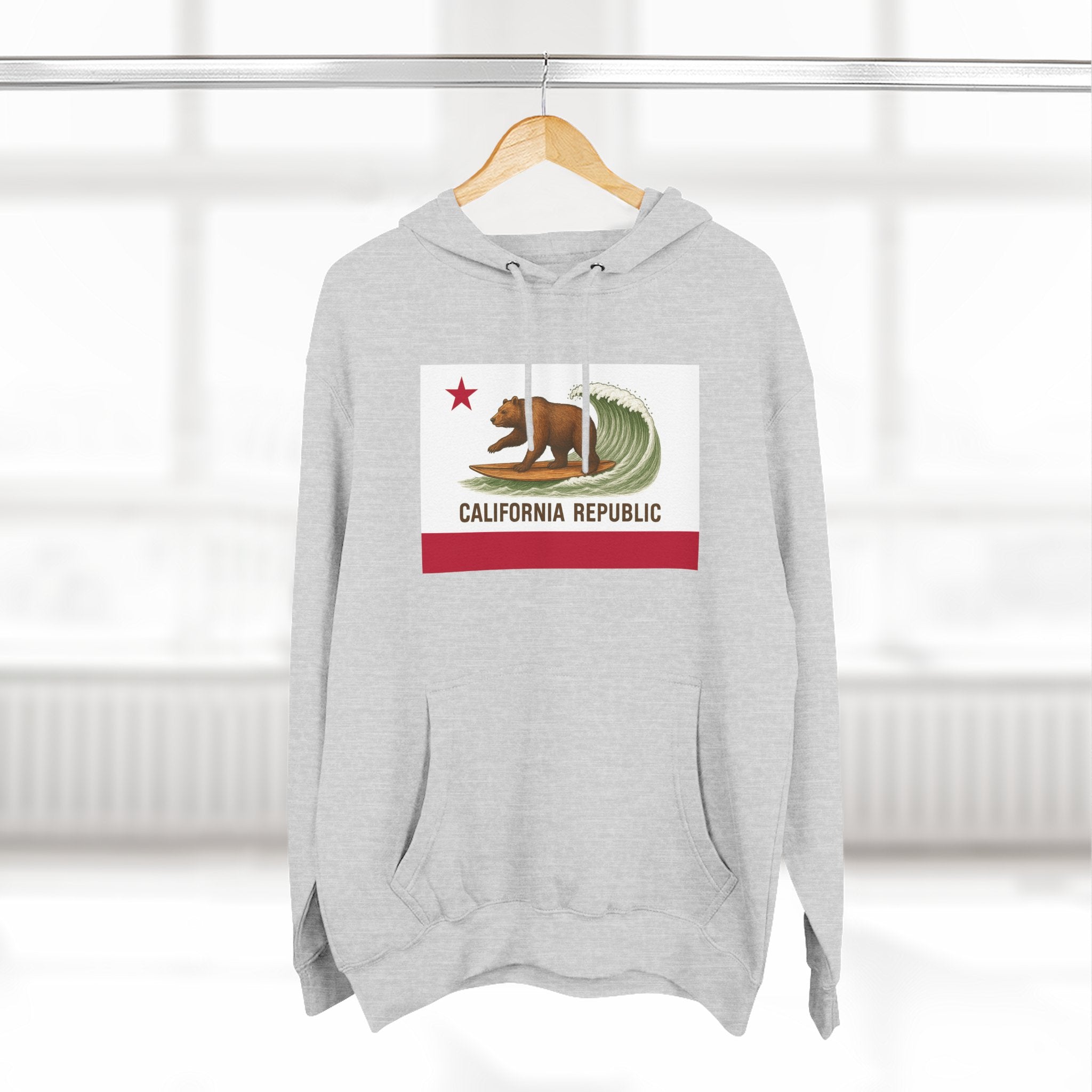 California Surfing Bear Flag fleece hoodie image 19