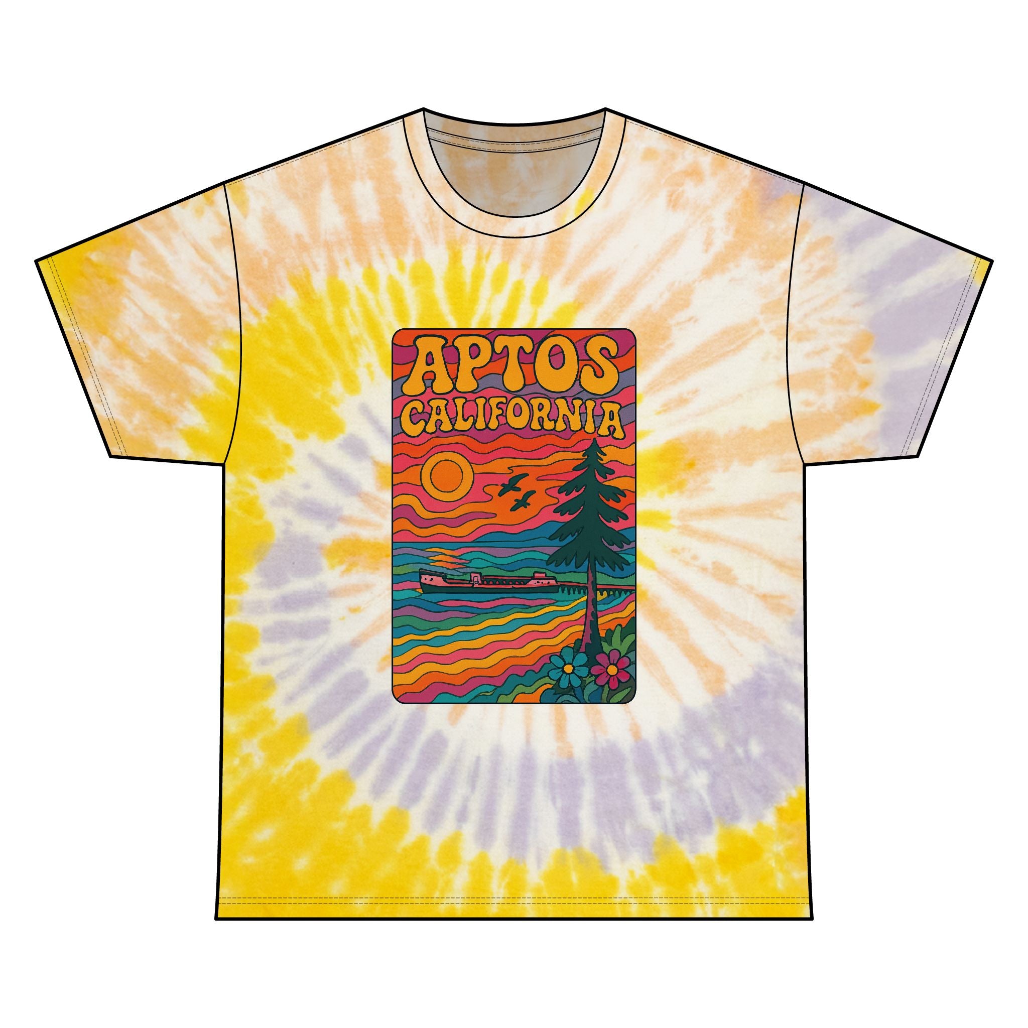 Aptos California Psychedelic Tie Die Unisex - 100% Cotton T-Shirt