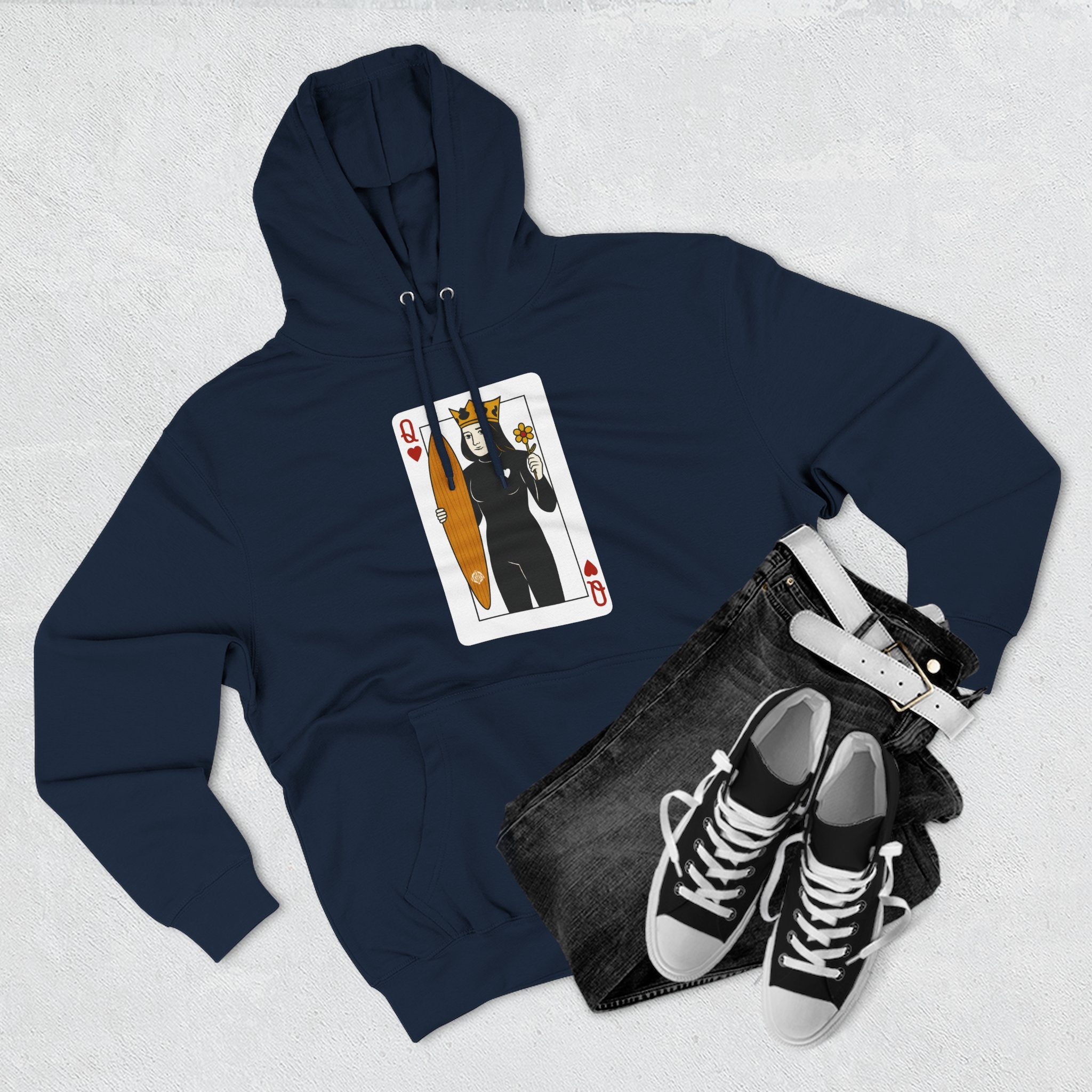 Queen of Hearts Surfer Fleece Hoodie