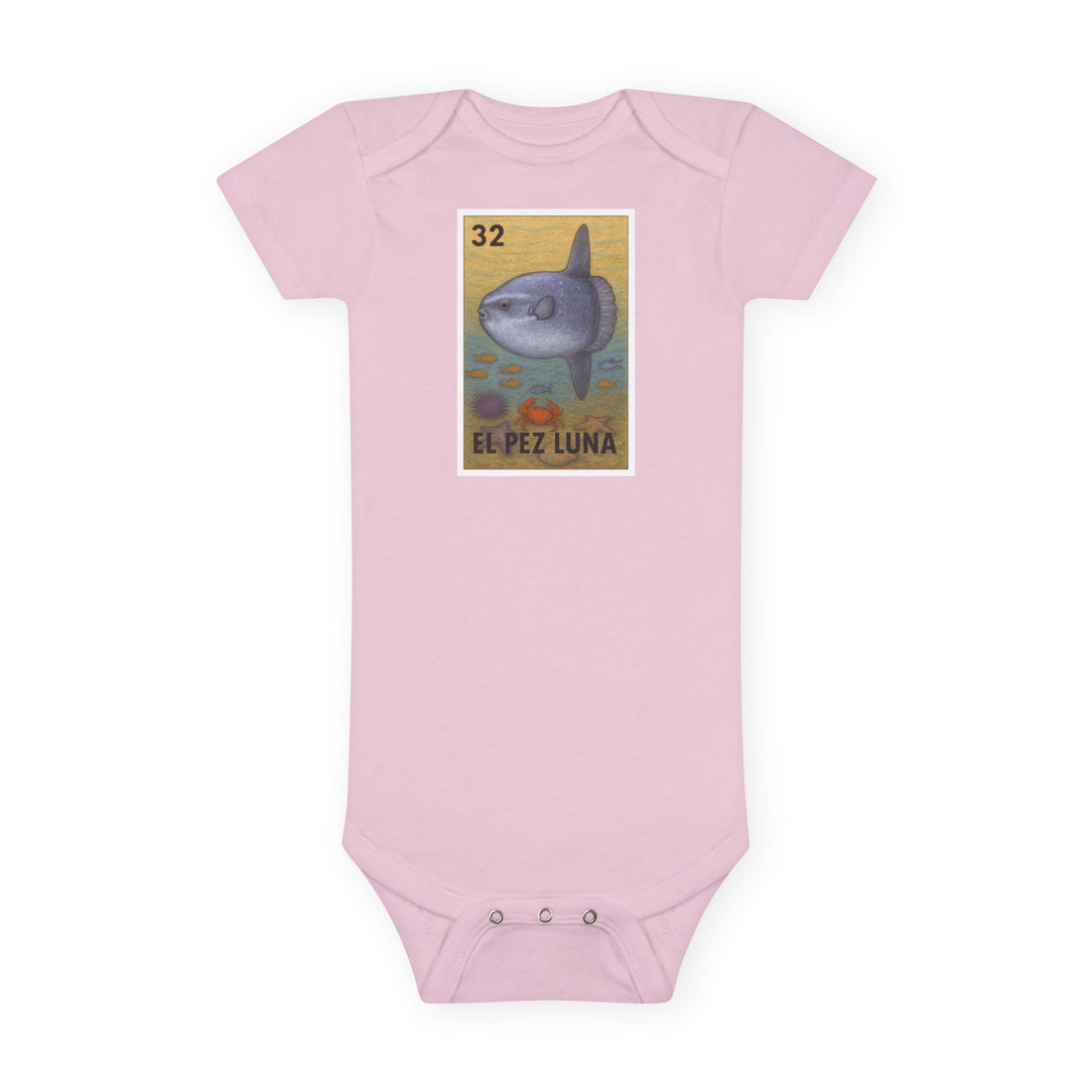 Sunfish Lotería - Baby Short Sleeve 100% Cotton Onesie (El Pez Luna)