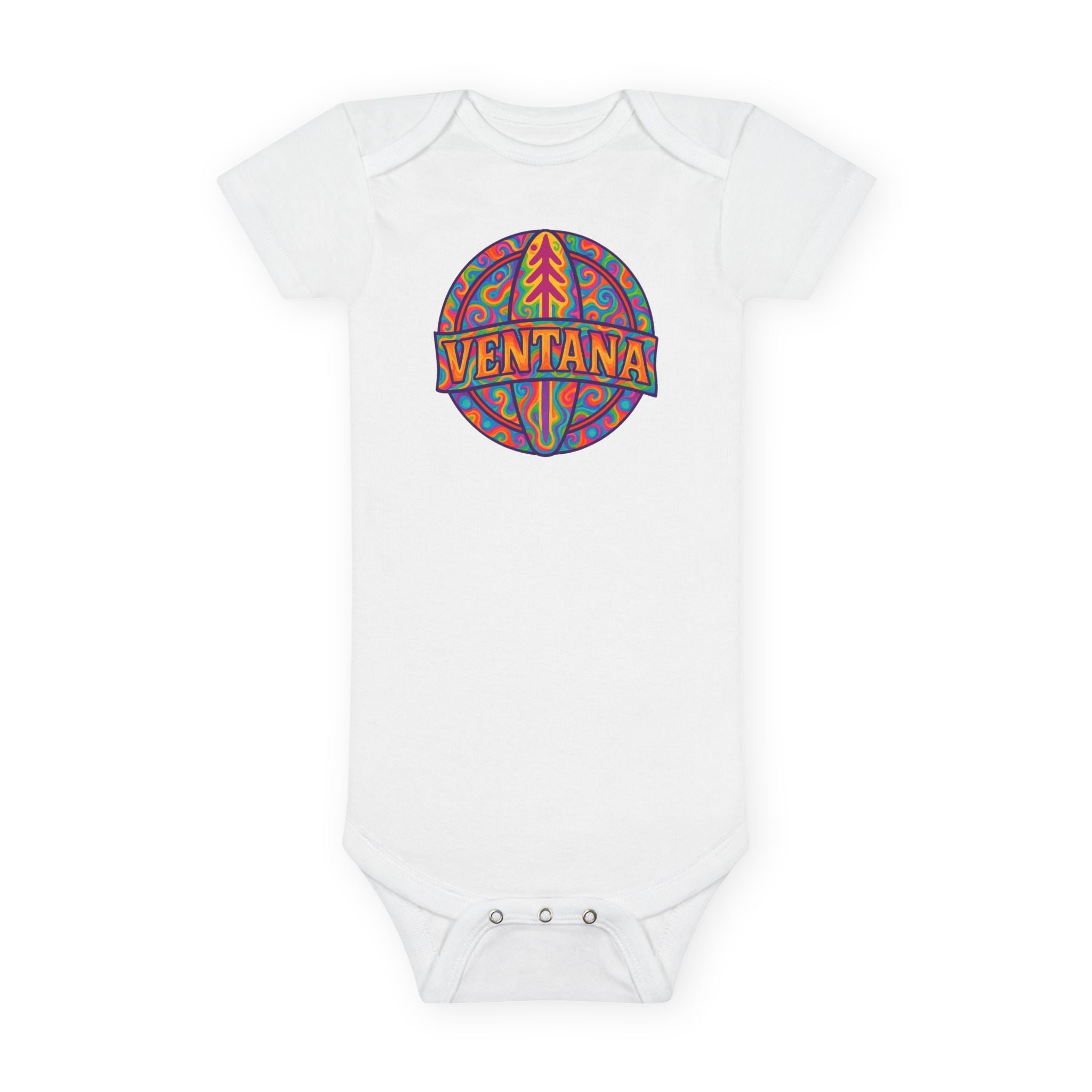 Ventana Psychedelic Treefish Logo baby cotton onesie image 3