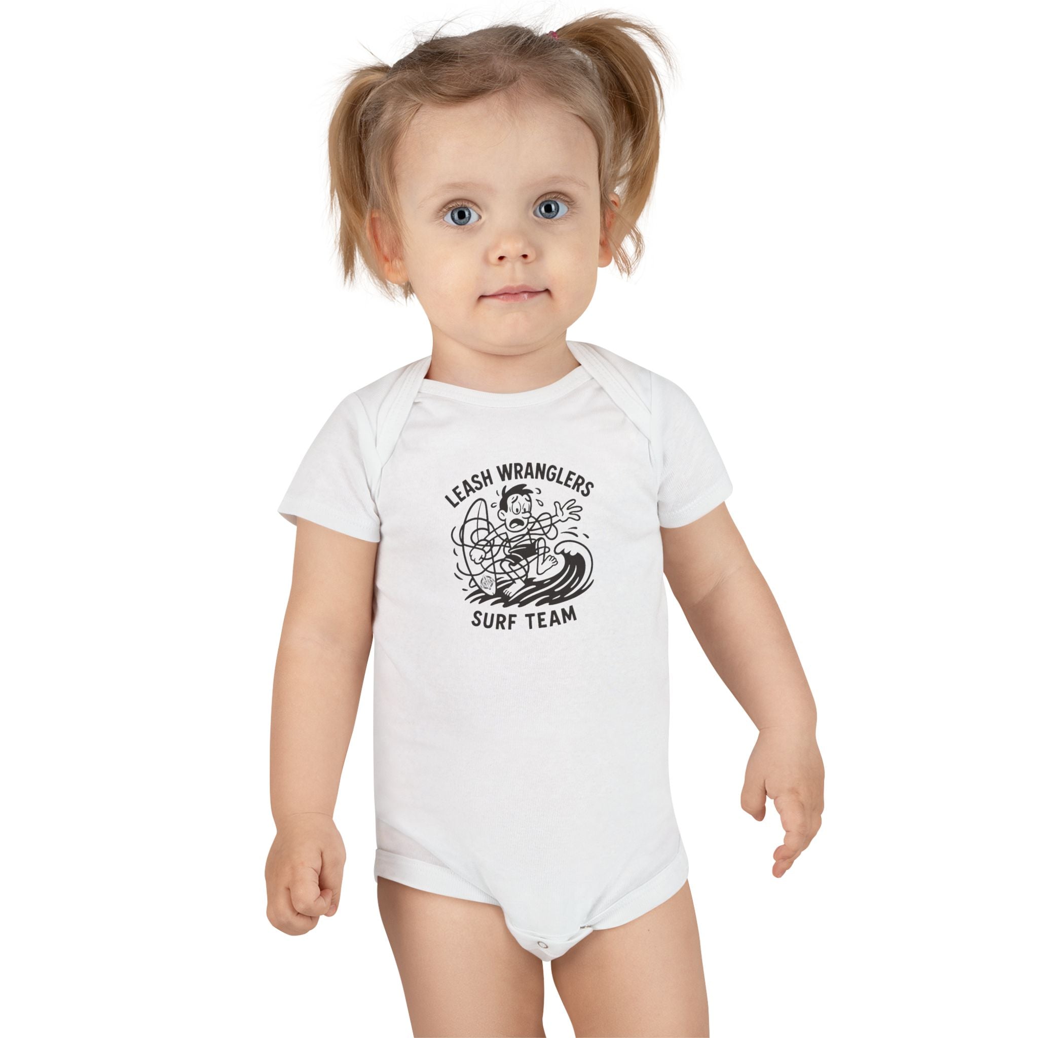 Leash Wranglers Surf Team - Baby Short Sleeve 100% Cotton Onesie