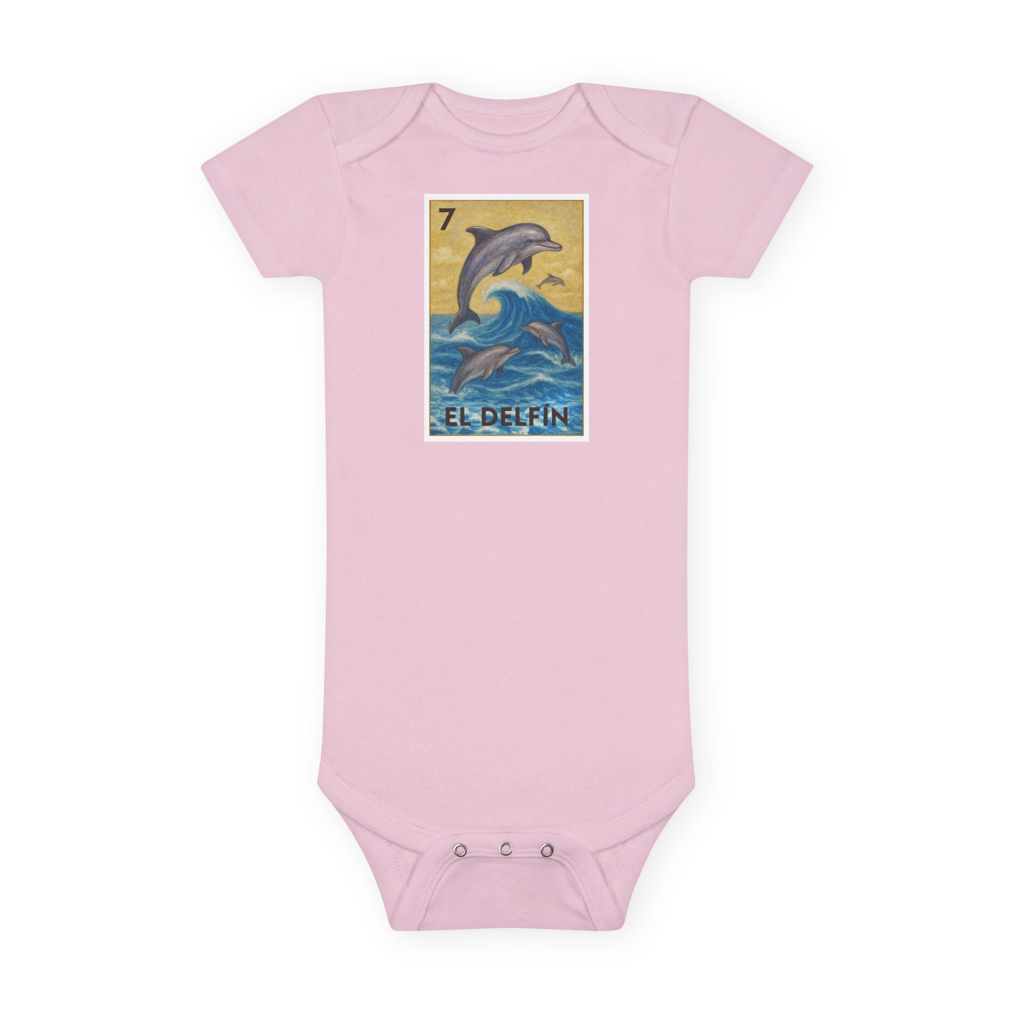 Dolphin Lotería - Baby Short Sleeve 100% Cotton Onesie (El Delfín)