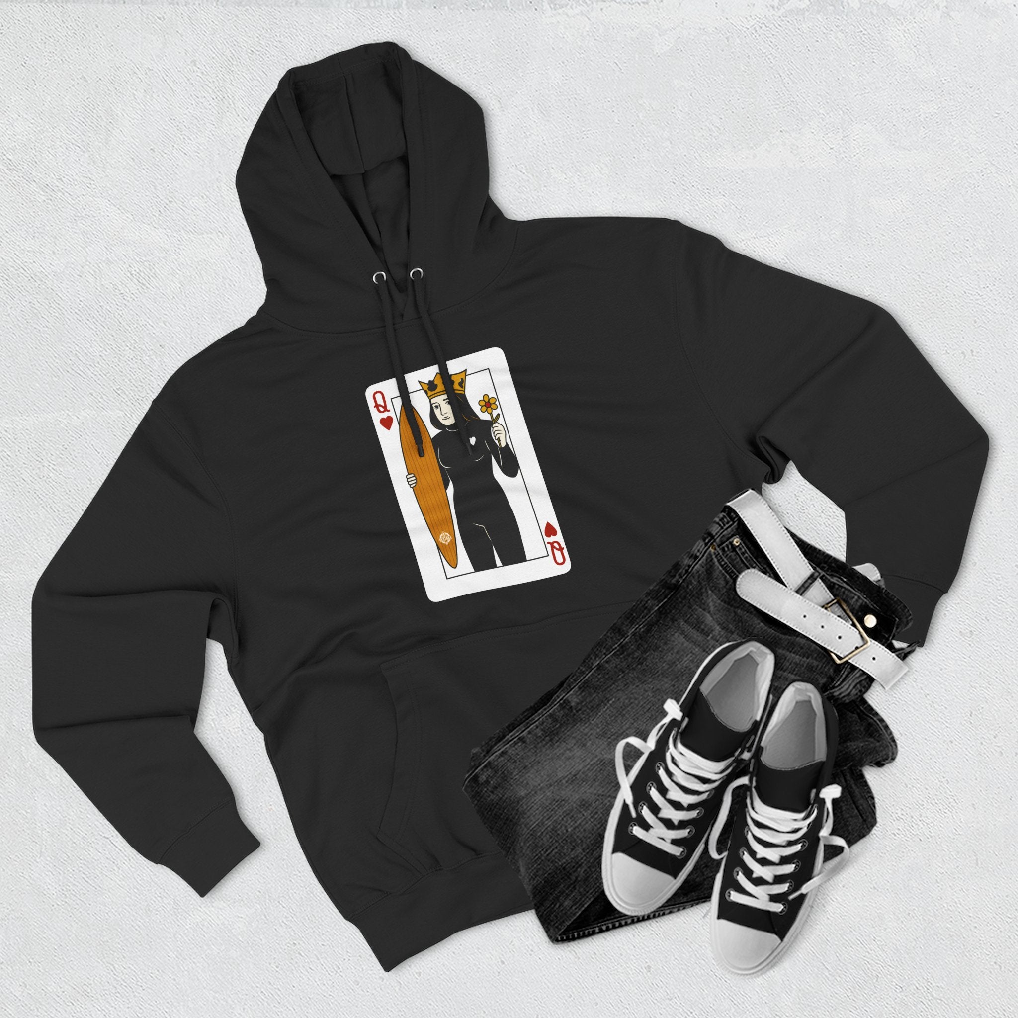 Queen of Hearts Surfer Fleece Hoodie