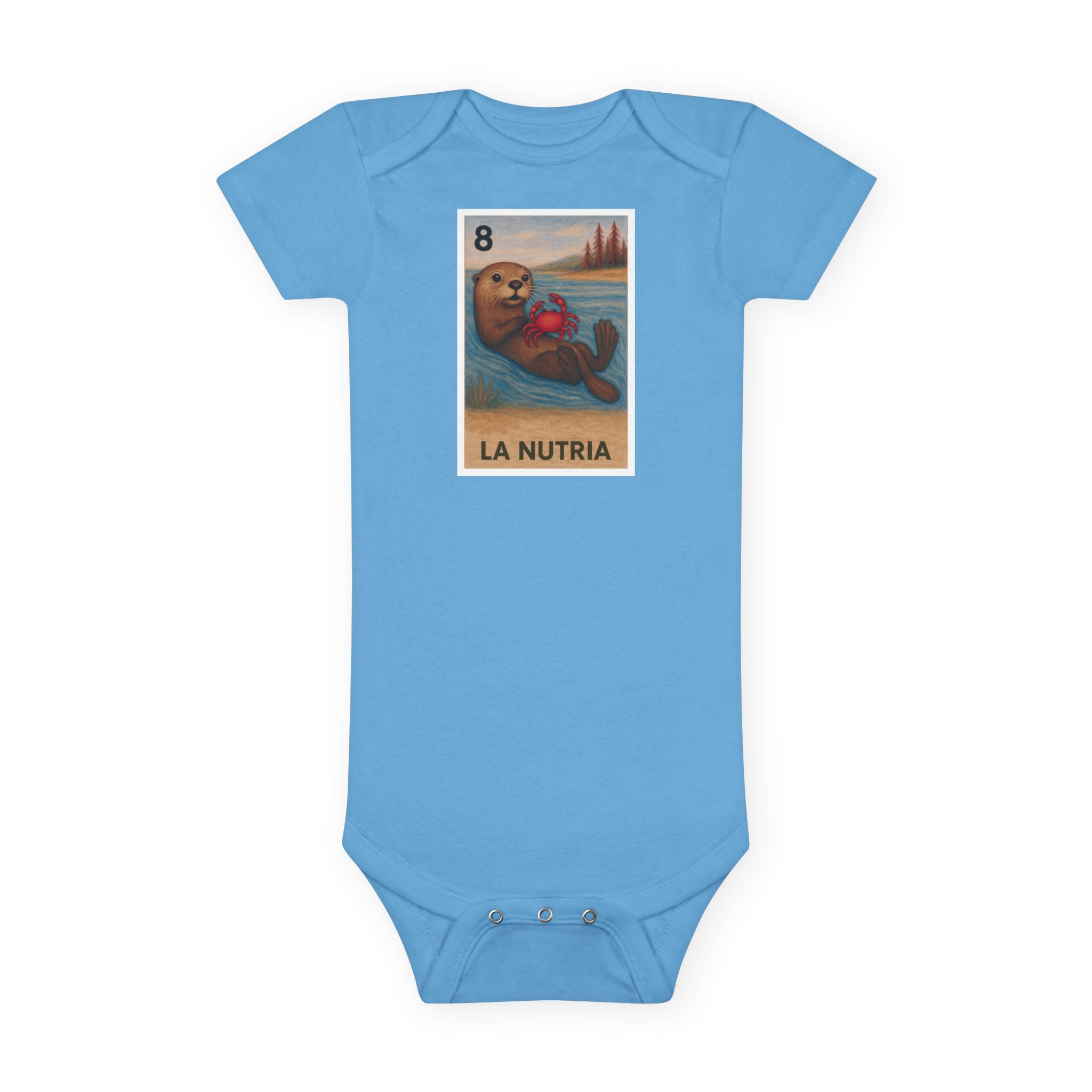 Sea Otter Lotería baby cotton onesie image 1