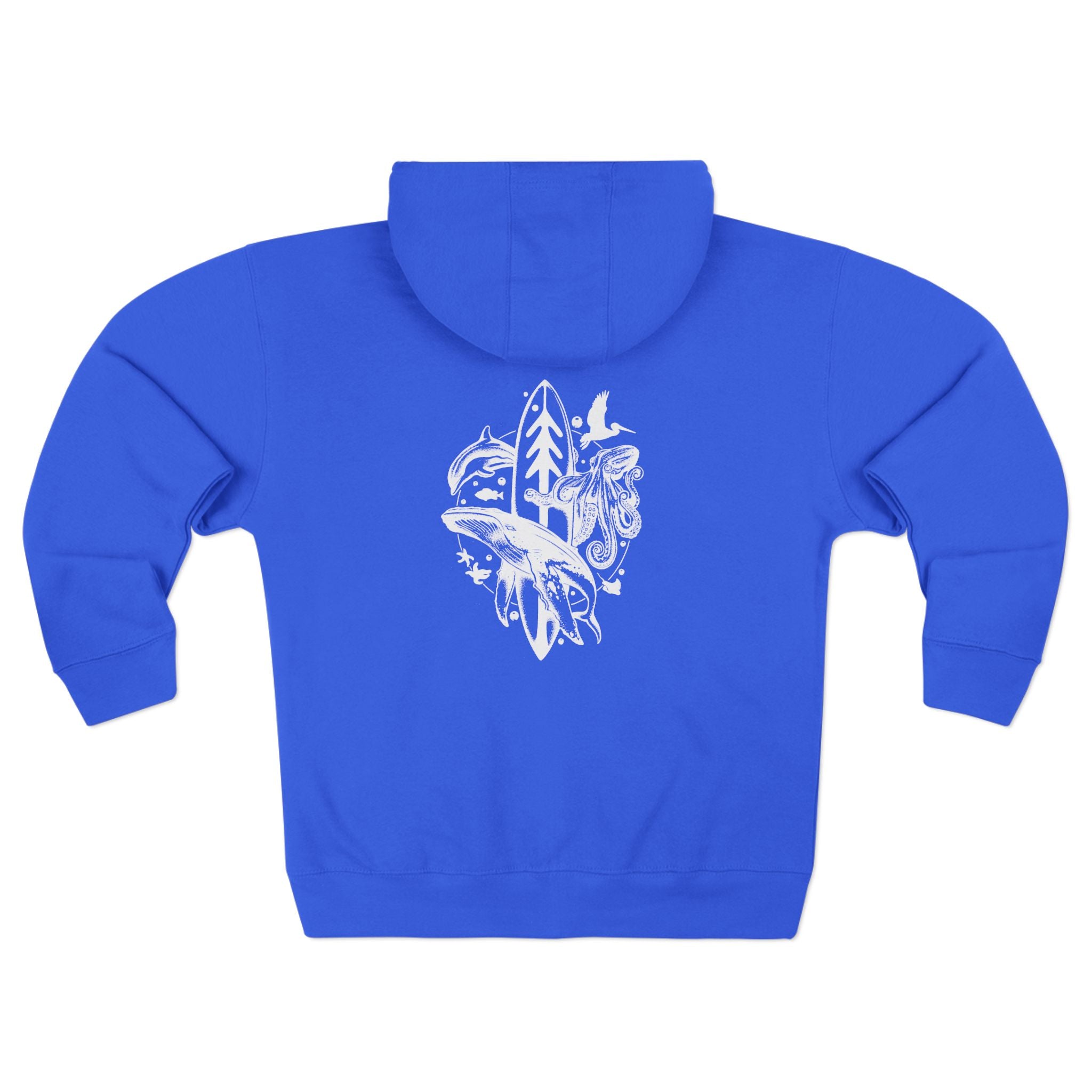 Front flat lay of the Ventana Monterey Bay zip hoodie