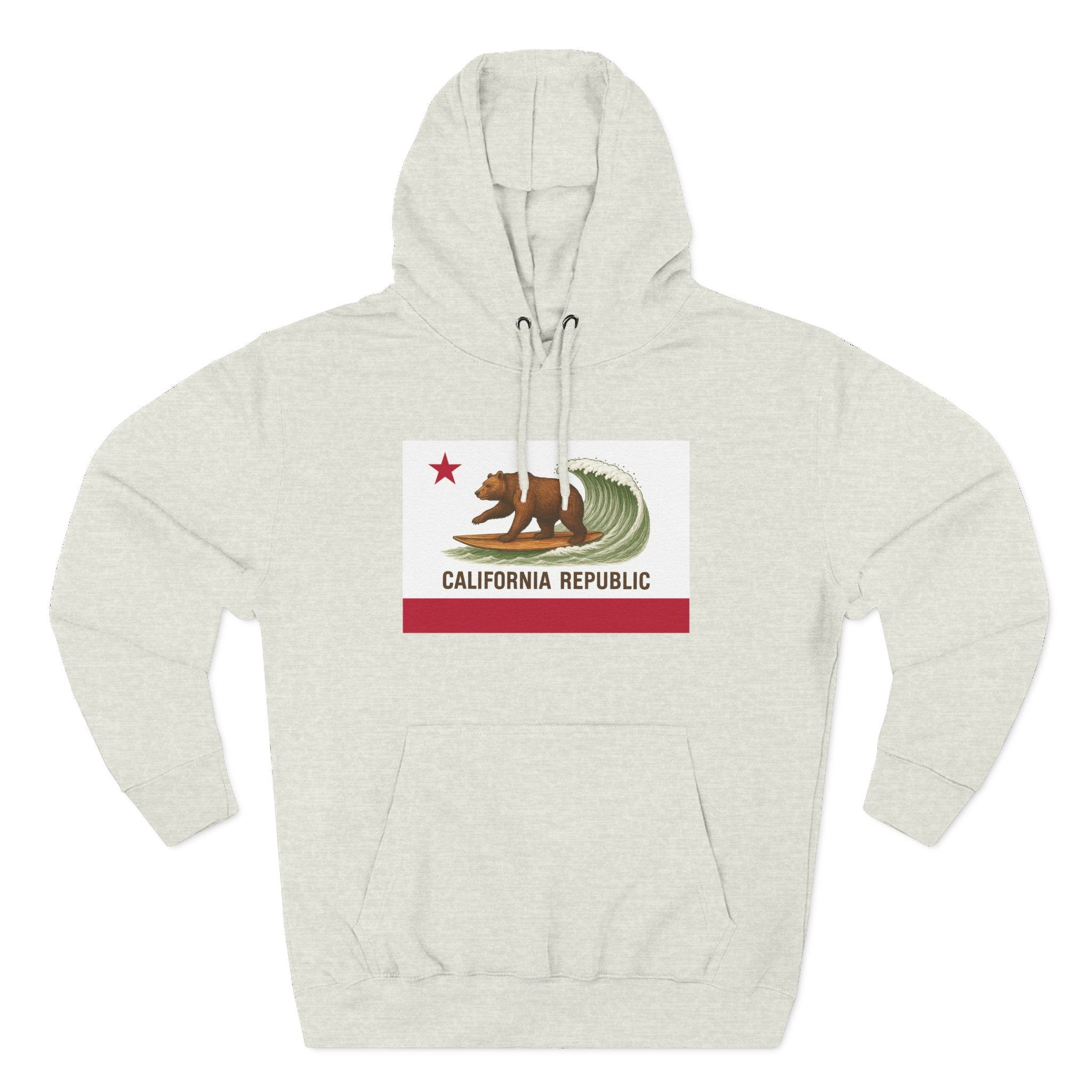 California Surfing Bear Flag fleece hoodie image 2