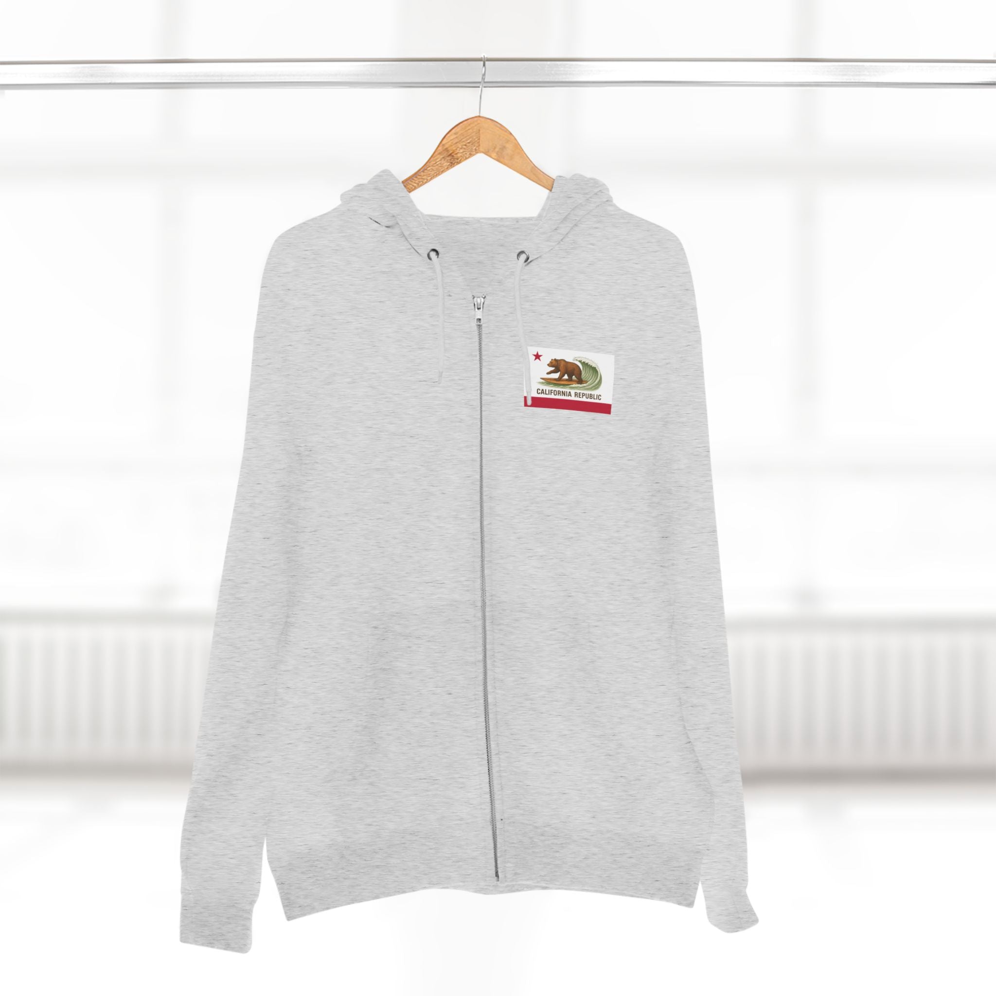 California Surfing Bear Flag zip fleece hoodie image 14