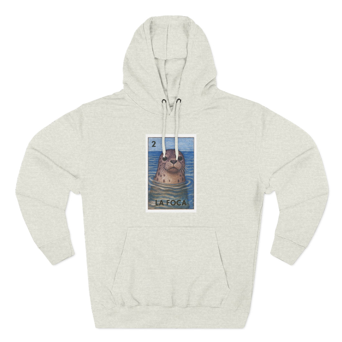 Seal Lotería Unisex - Pull-Over Cotton Blend Fleece Hoodie (La Foca)