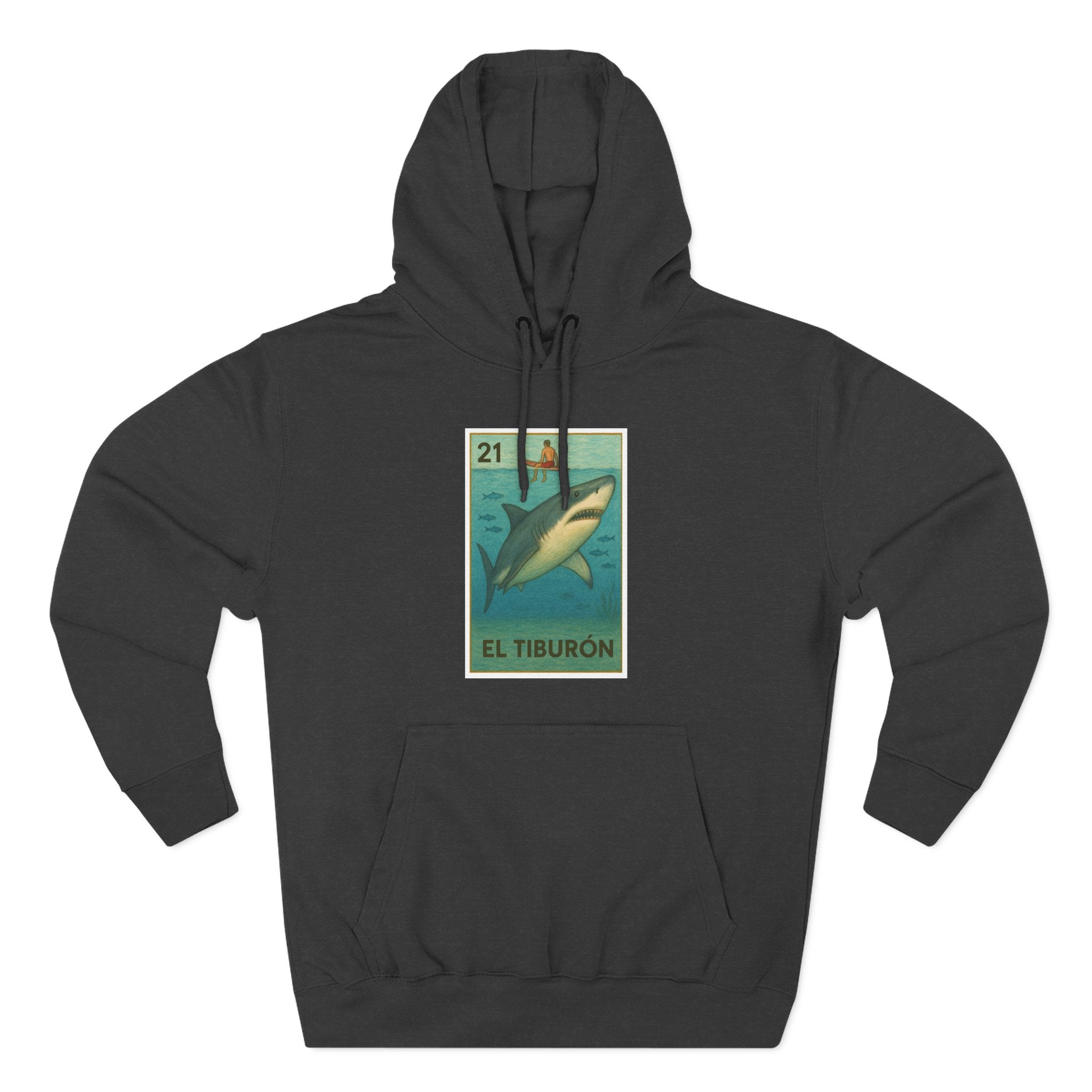 Shark Lotería Unisex - Pull-Over Cotton Blend Fleece Hoodie (El Tiburón)