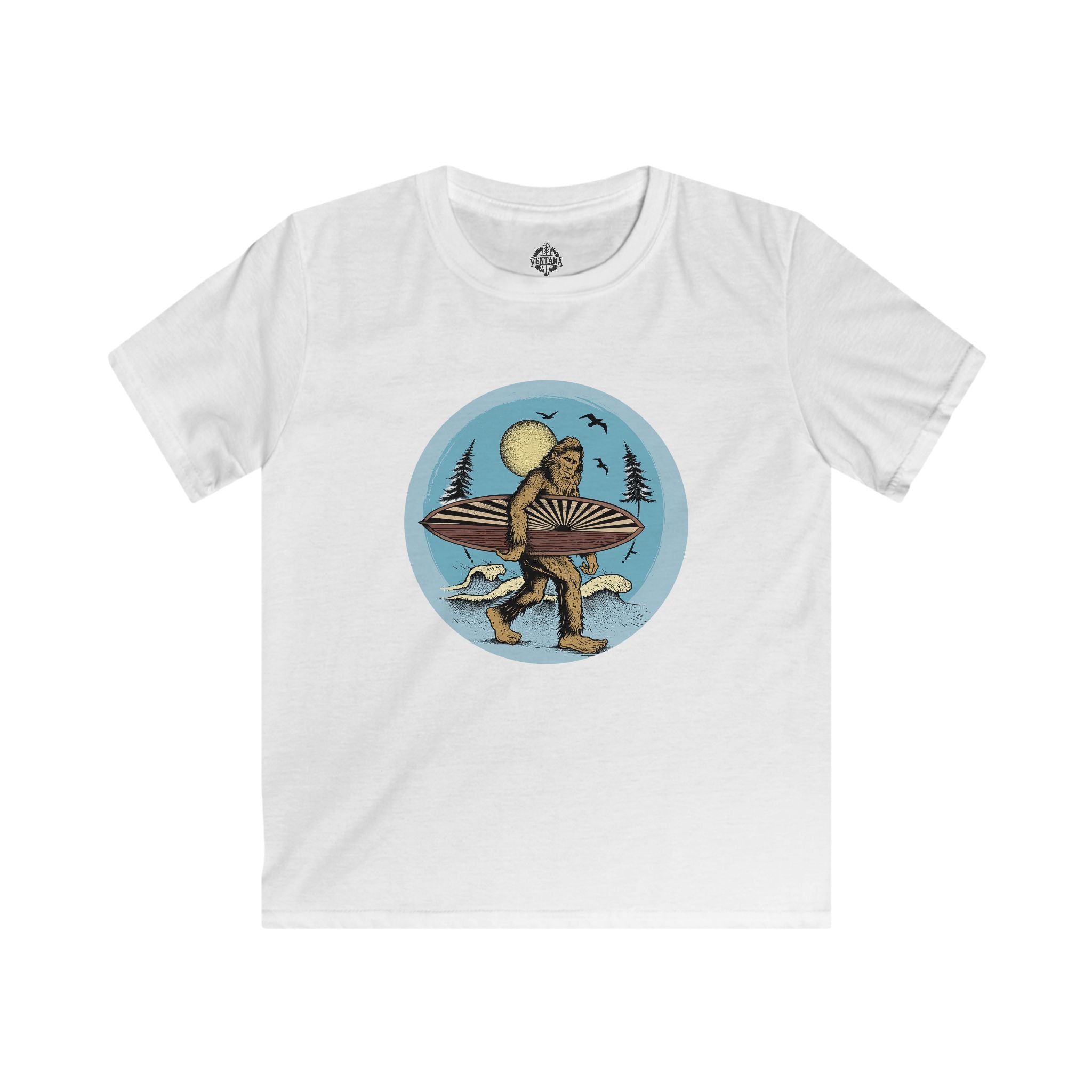 Ventana Surfsquatch by Thiago Bianchini kids soft style t-shirt image 6