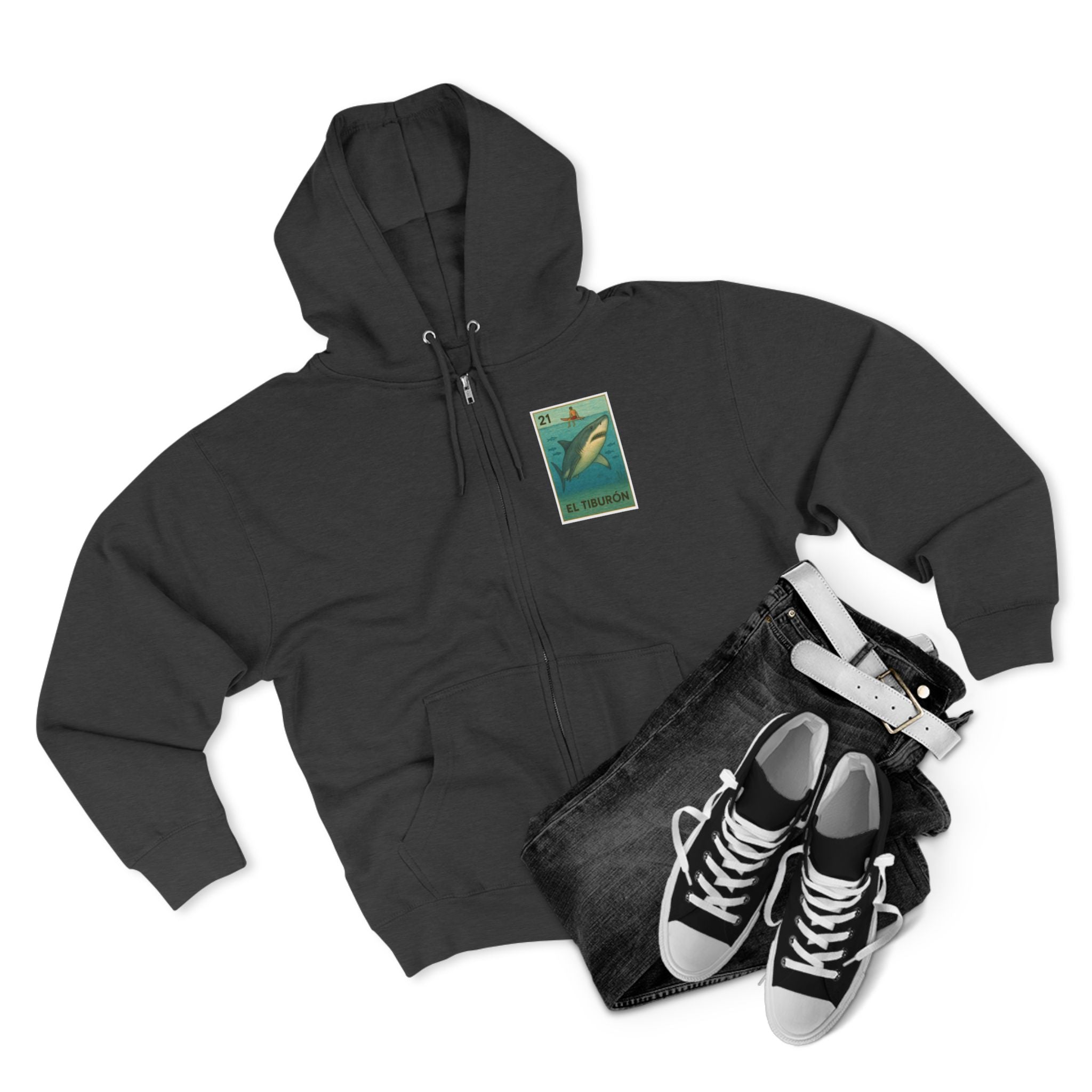 Shark Lotería zip fleece hoodie image 13