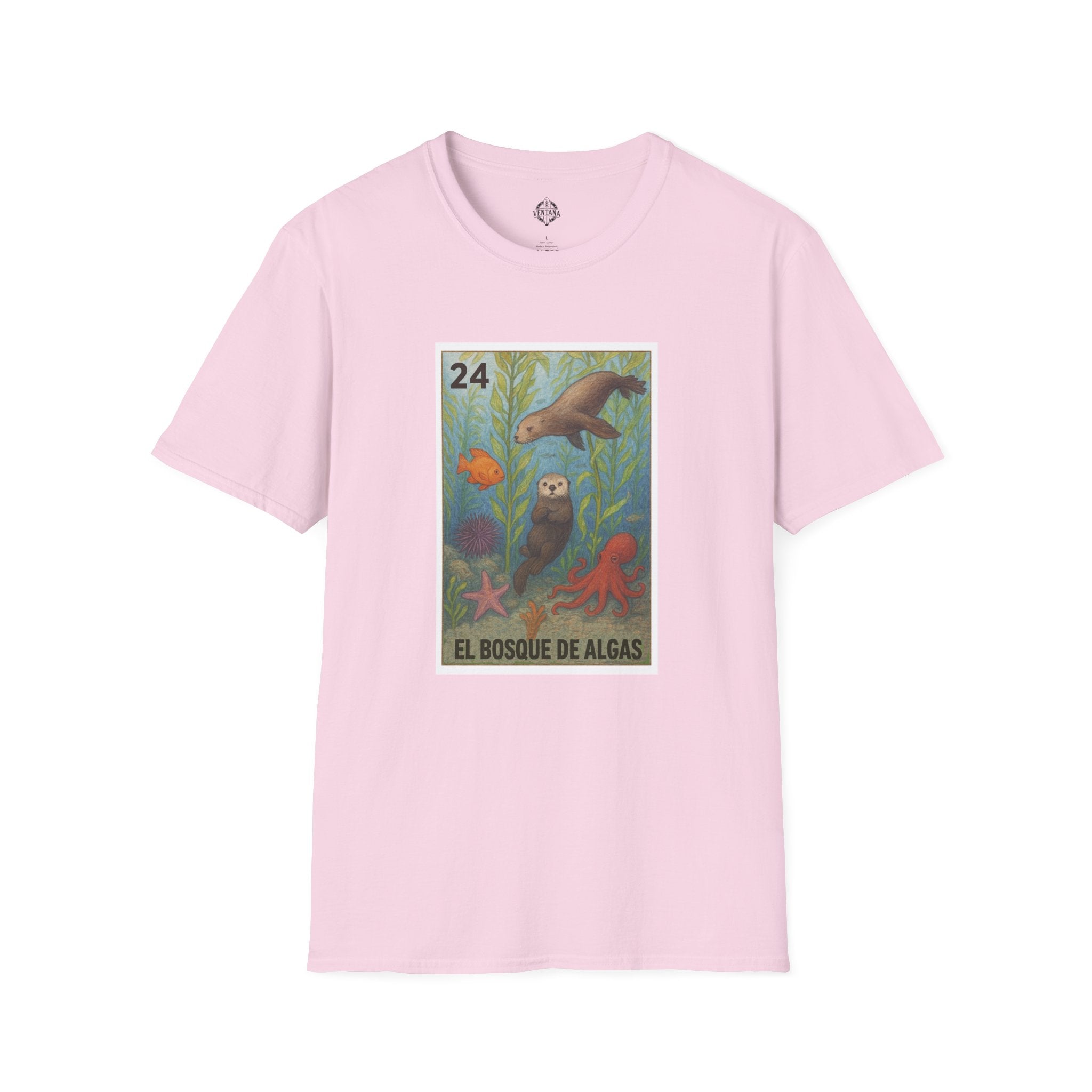 Kelp Forest Lotería Unisex - Soft Style U.S. Cotton T-Shirt (El Bosque de Algas)