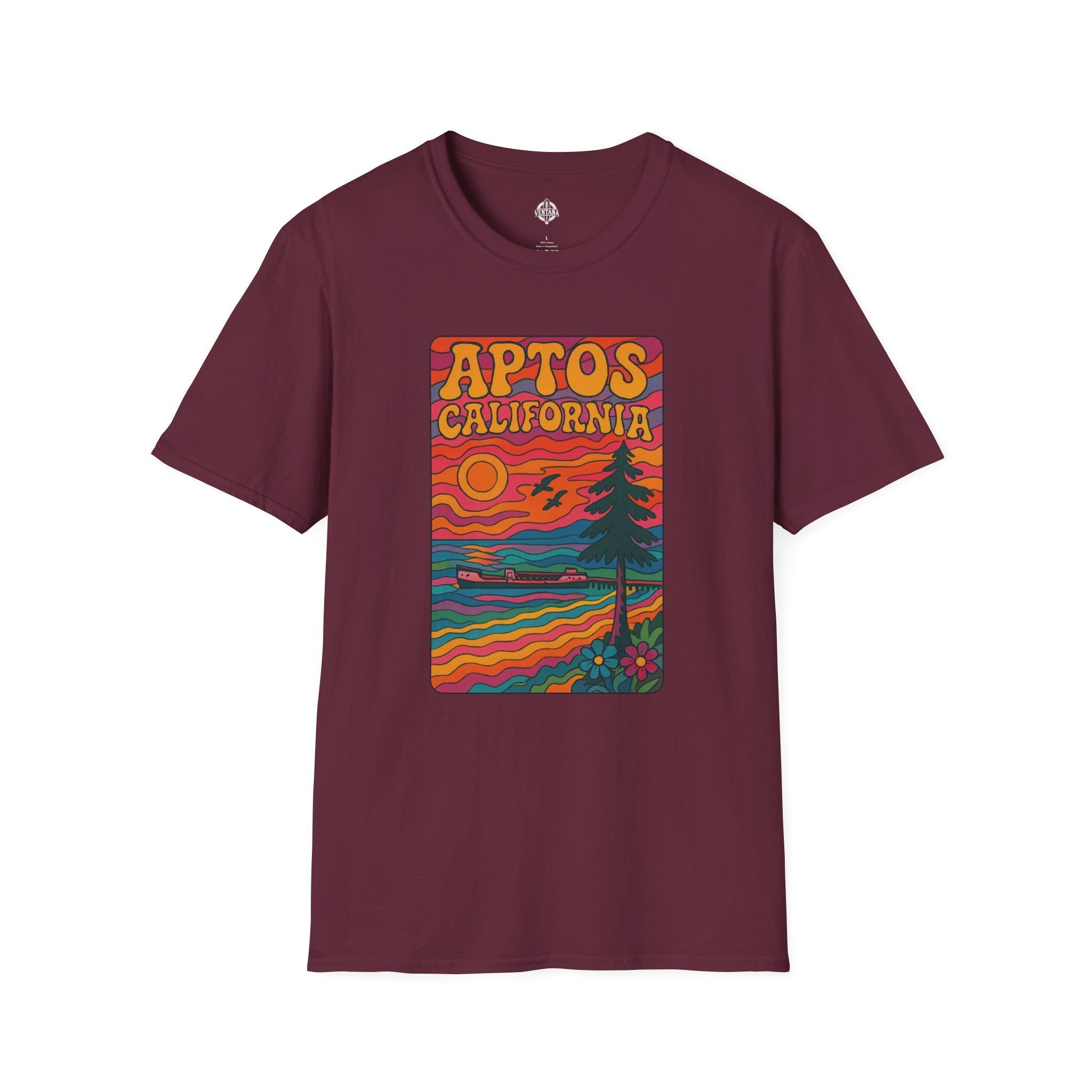 Aptos California Psychedelic Unisex - U.S. Cotton T-Shirt