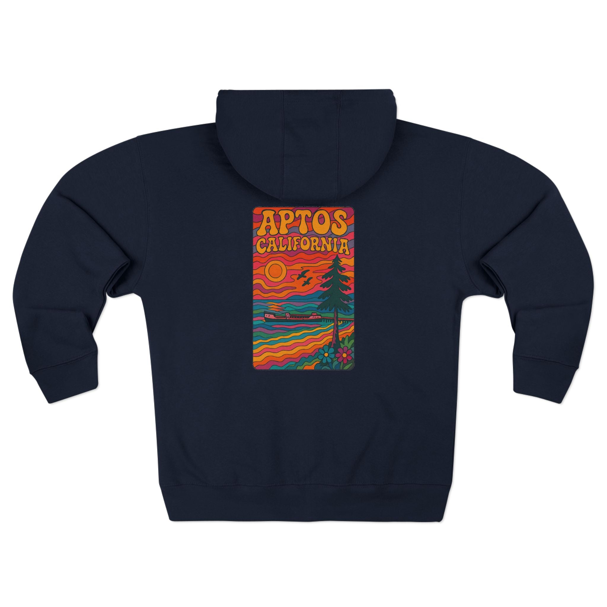 Aptos California Psychedelic Unisex - Zip Cotton Blend Fleece Hoodie