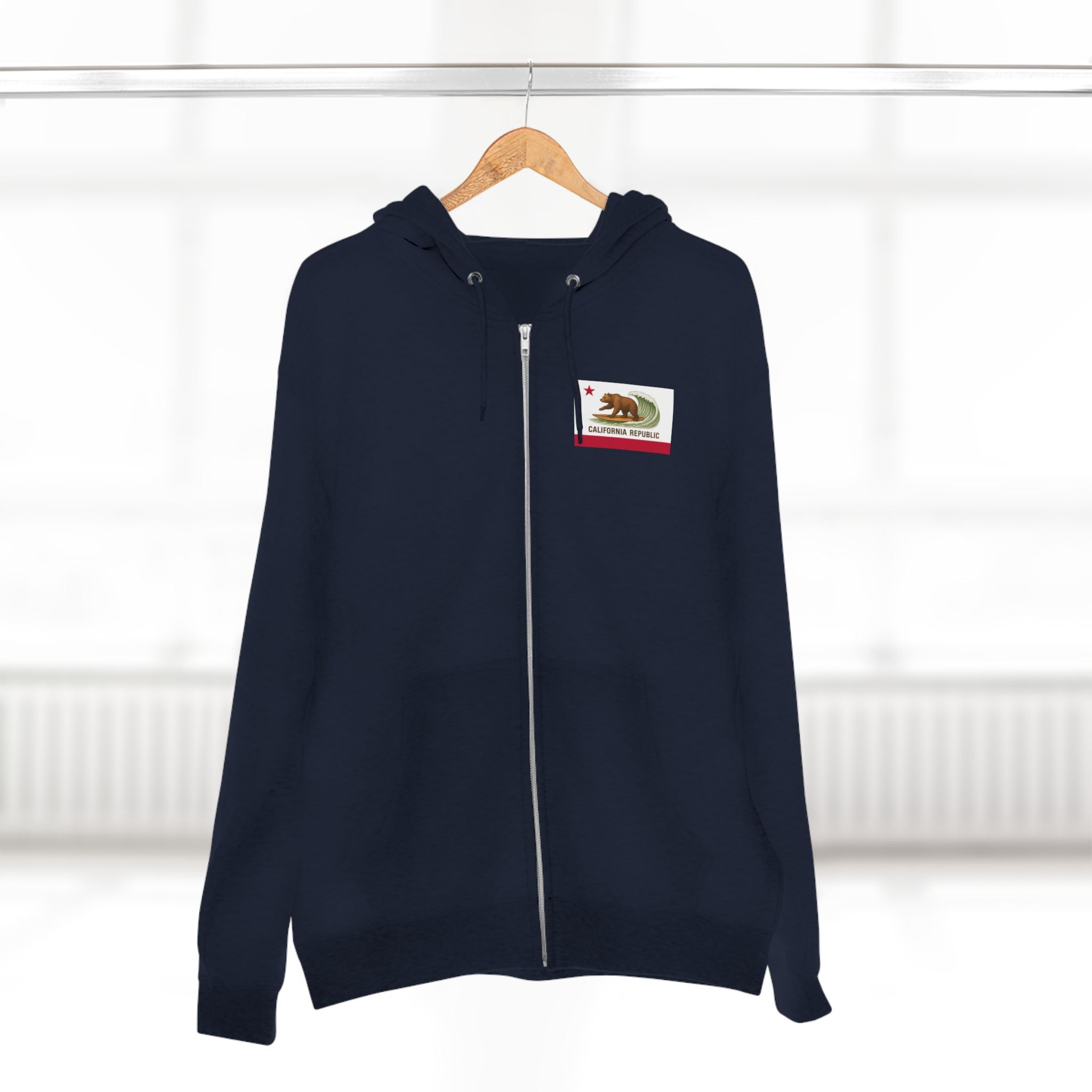California Surfing Bear Flag Zip Hoodie