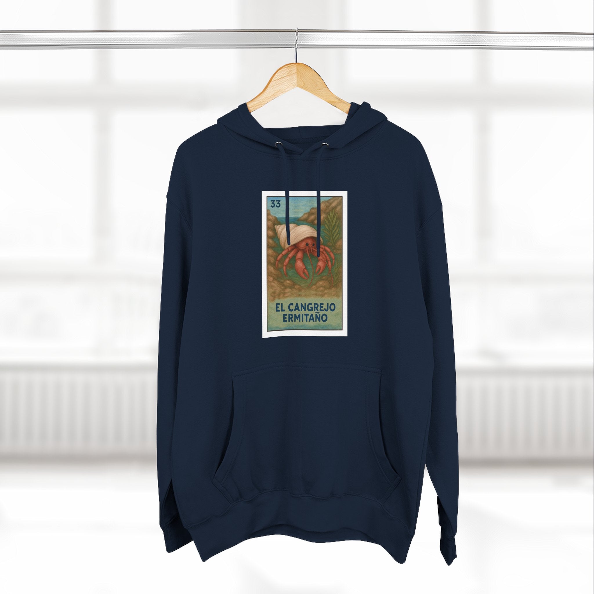 Hermit Crab Lotería Unisex - Pull-Over Cotton Blend Fleece Hoodie (El Cangrejo Ermitaño)