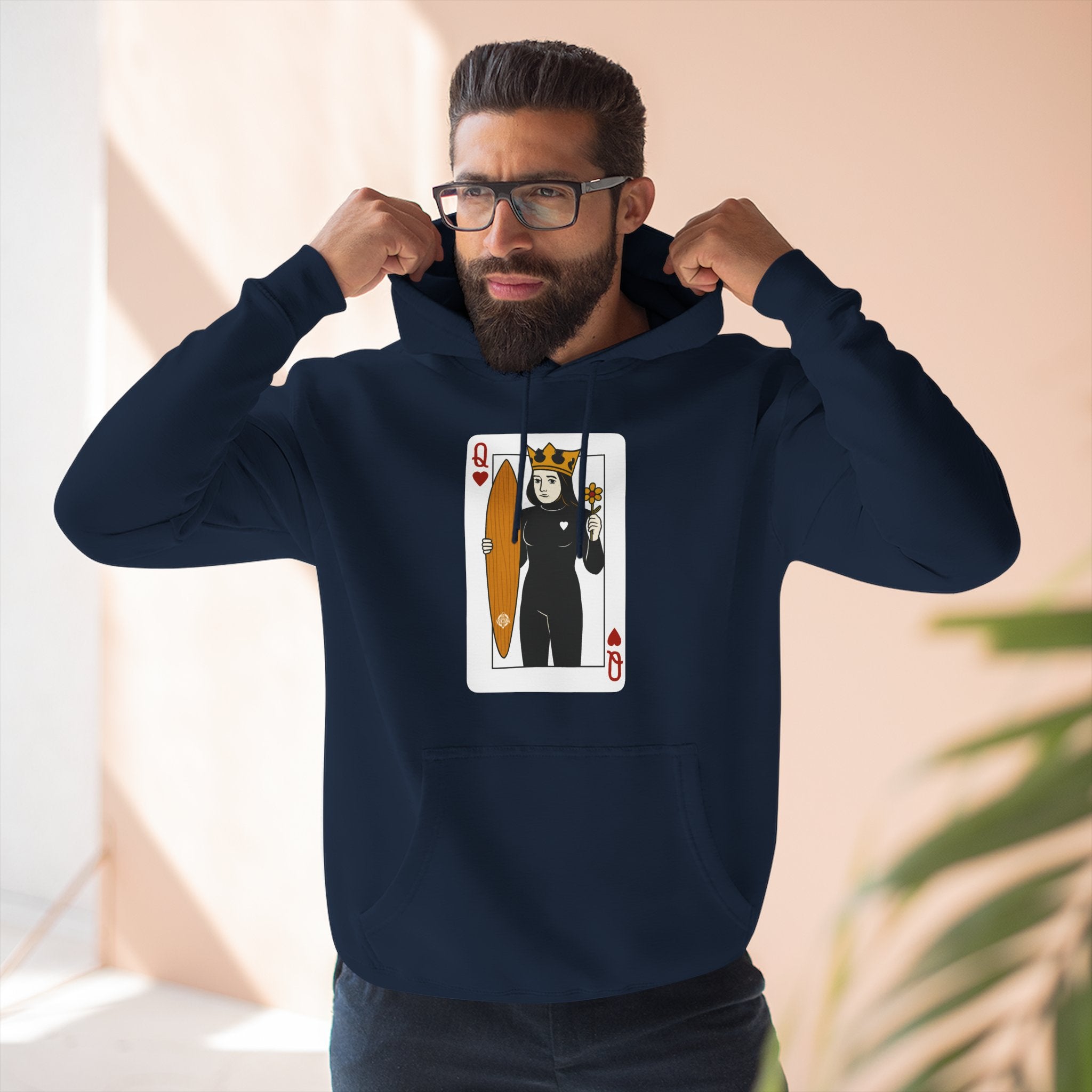Queen of Hearts Surfer Fleece Hoodie
