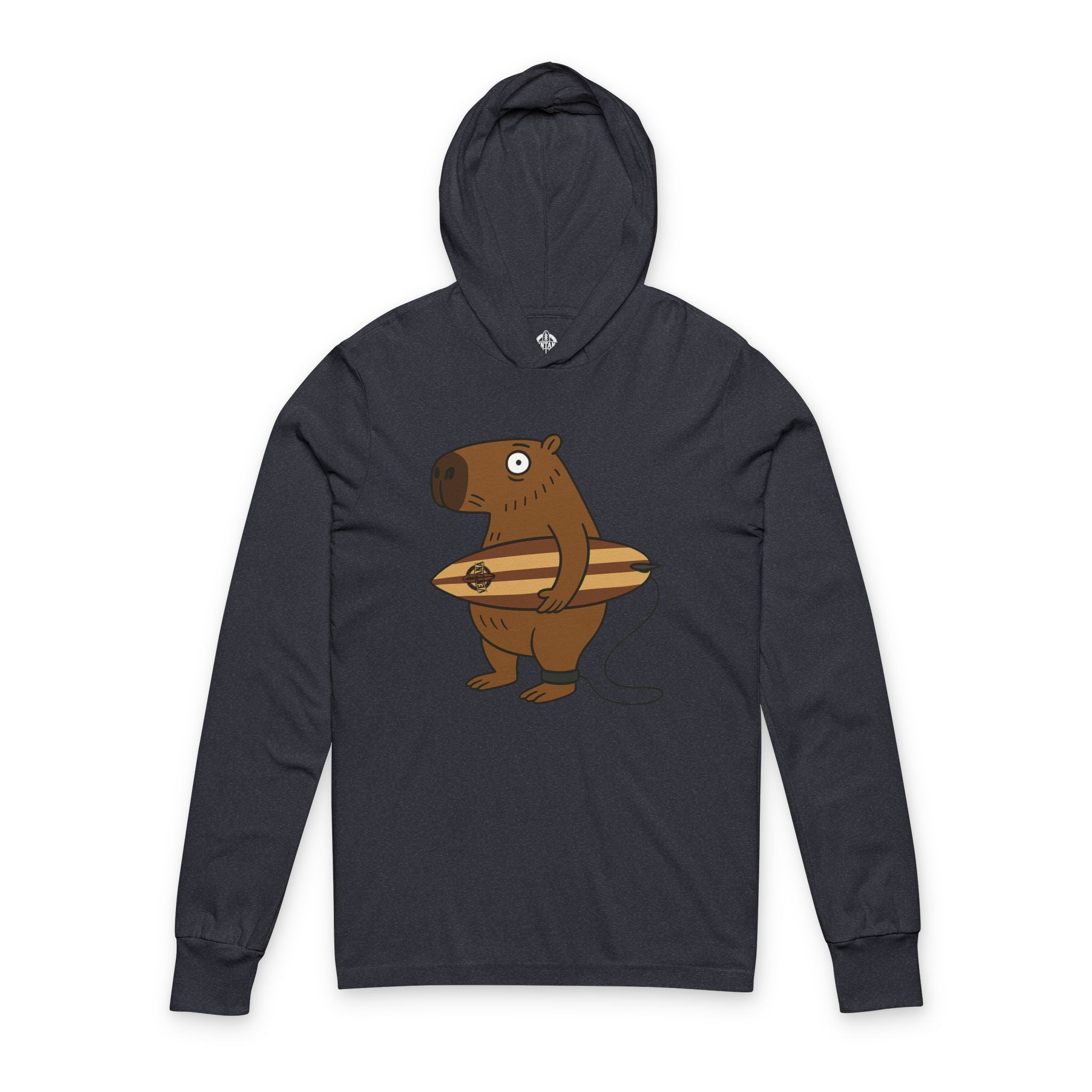 Capybara Surfer Unisex - Cotton Long Sleeve Hooded T-Shirt