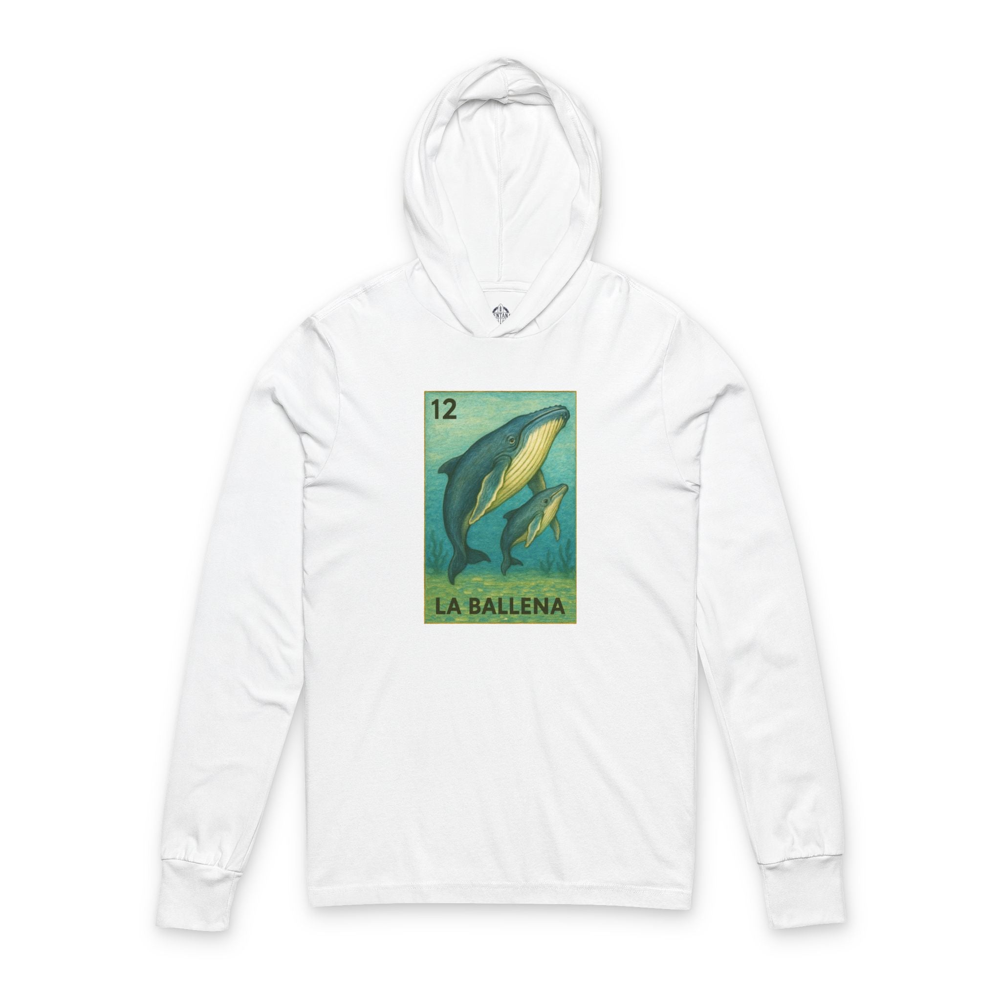 Whale Lotería cotton hooded long sleeve t-shirt image 5