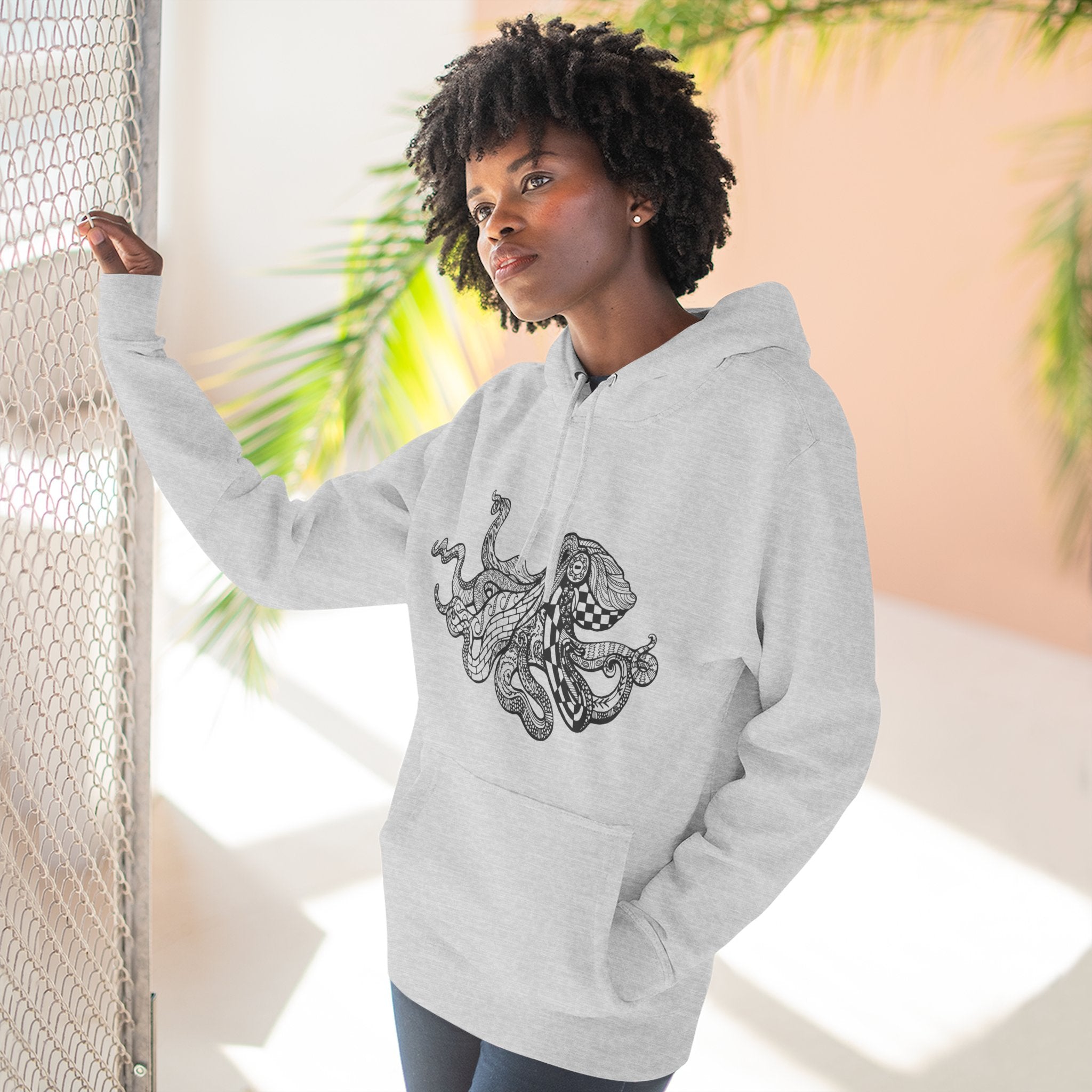 Ventangle Octopus Unisex - Pull-Over Cotton Blend Fleece Hoodie
