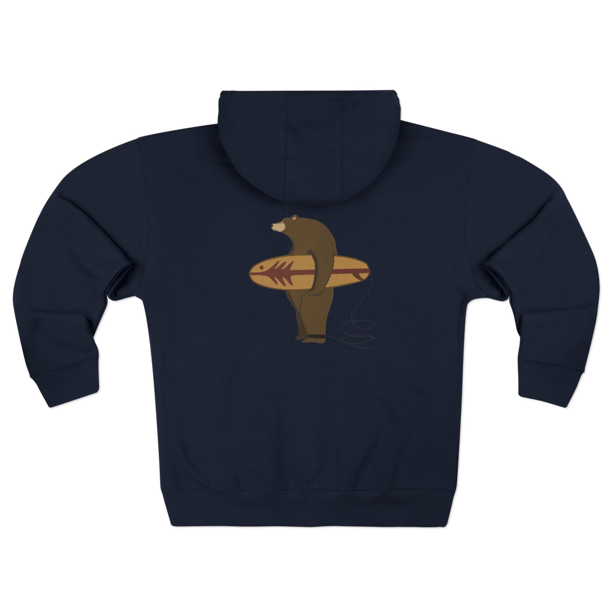 Surfing Grizzly Bear by Fabian Lavater zip fleece hoodie image 7