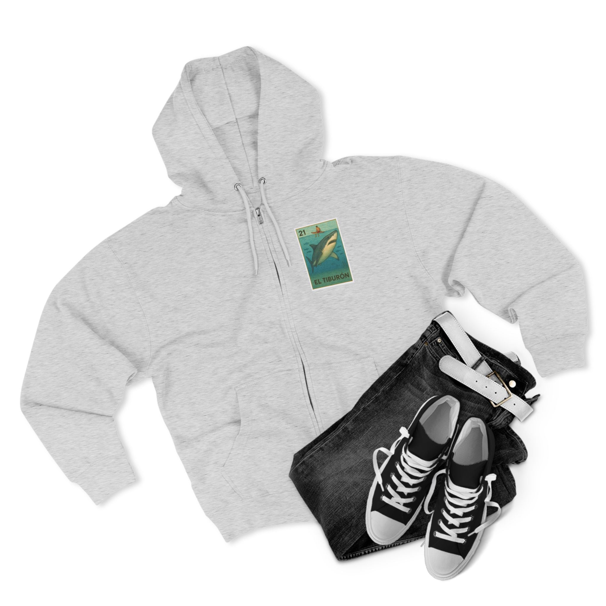 Shark Lotería zip fleece hoodie image 8