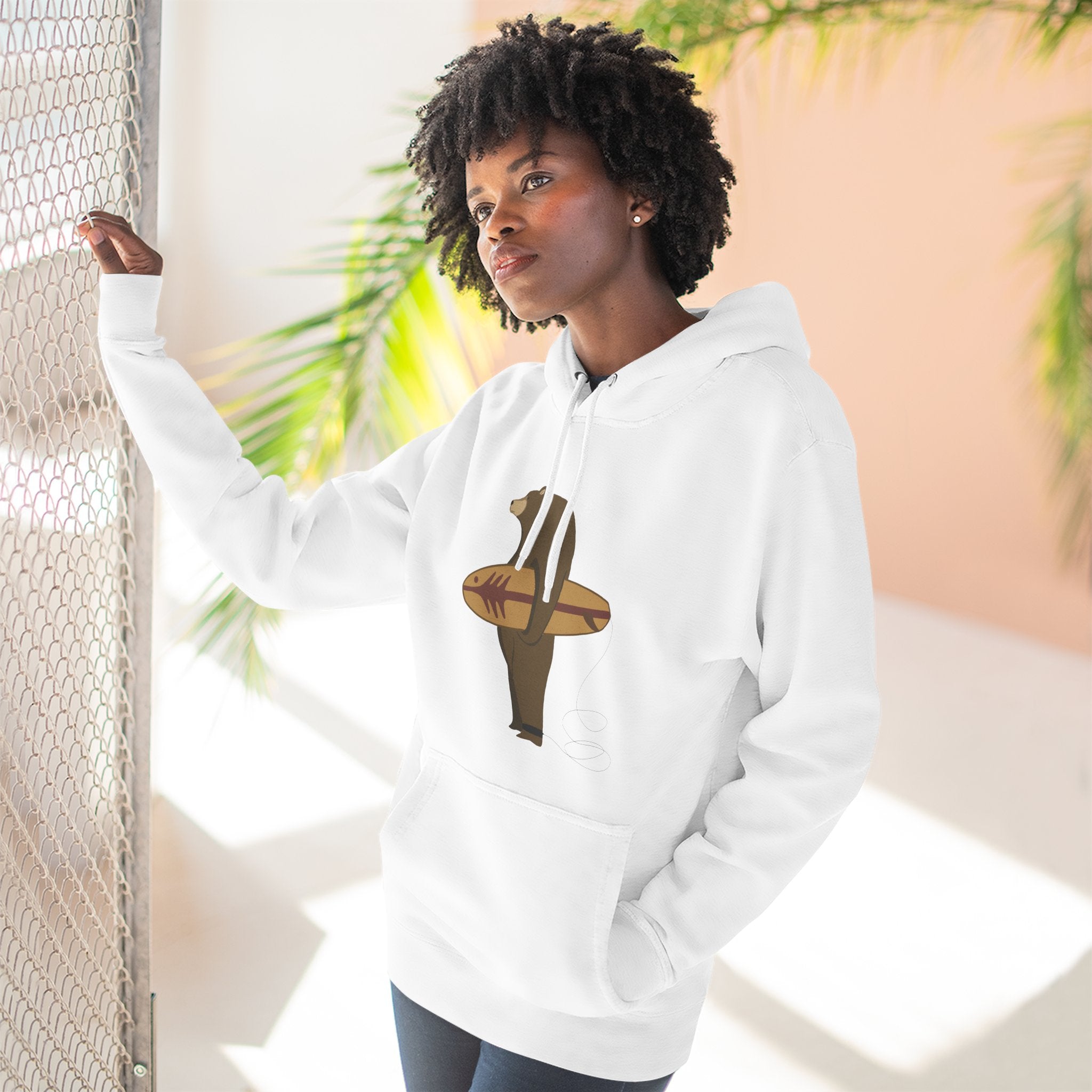 Surfing Grizzly Bear fleece hoodie image 15