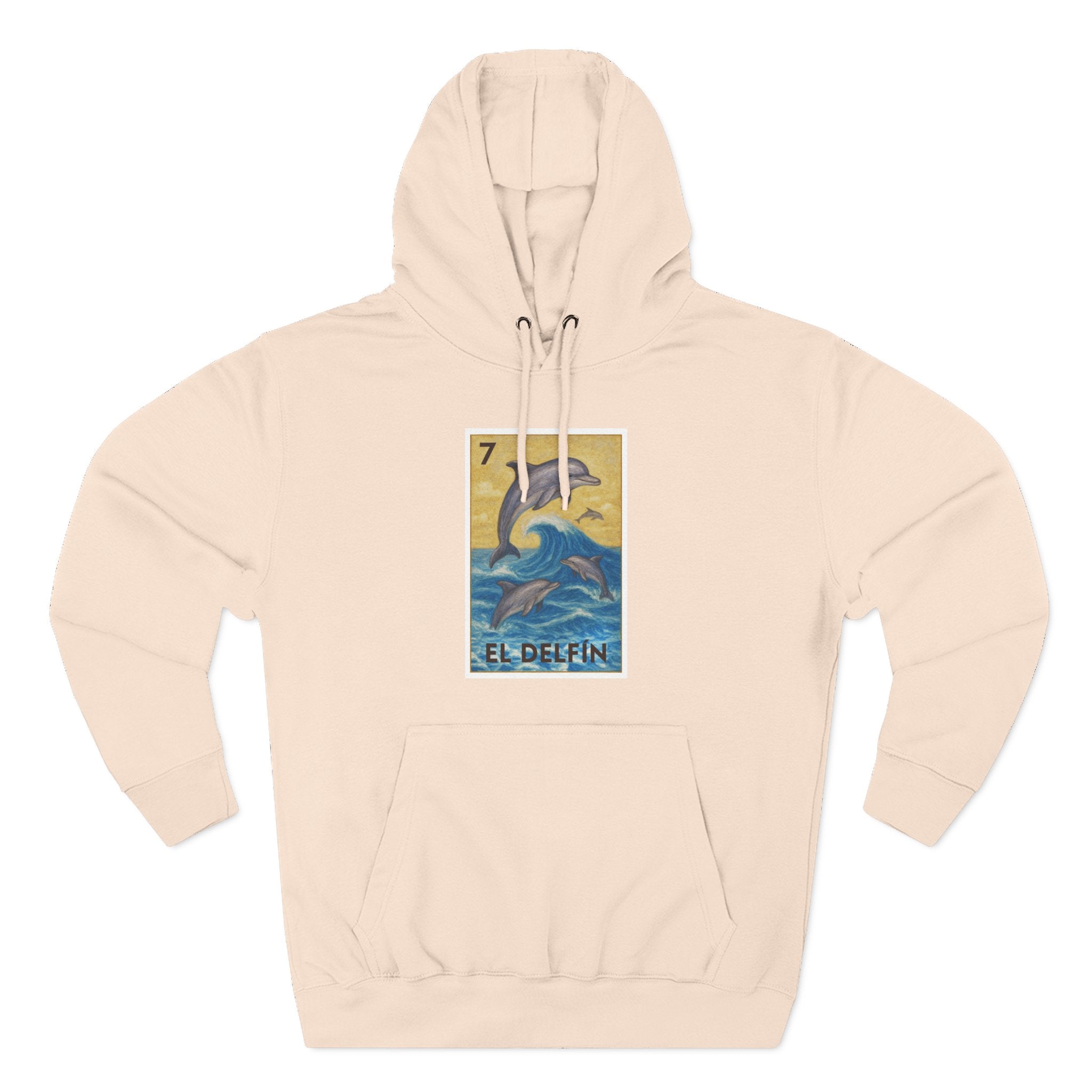Dolphin Lotería Unisex - Pull-Over Cotton Blend Fleece Hoodie (El Delfín)