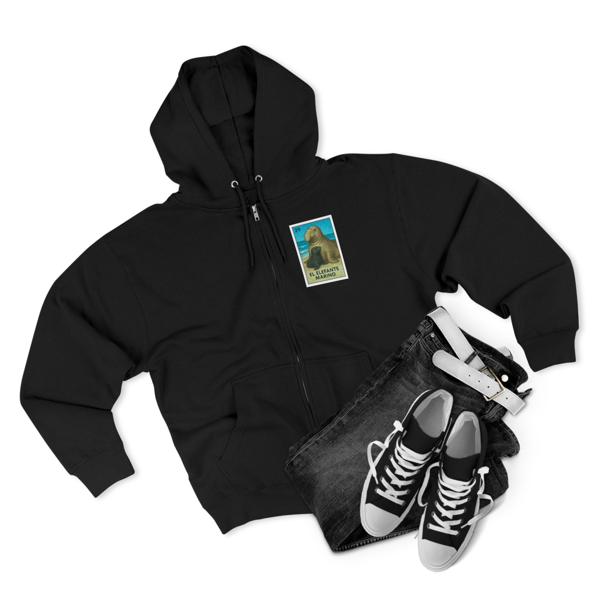 Elephant Seal Lotería zip fleece hoodie image 18