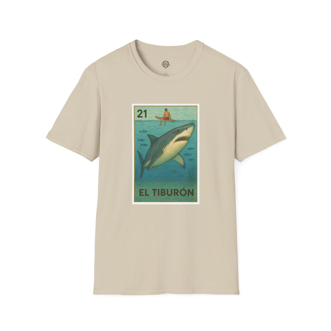 Shark Lotería Unisex - Soft Style U.S. Cotton T-Shirt (El Tiburón)