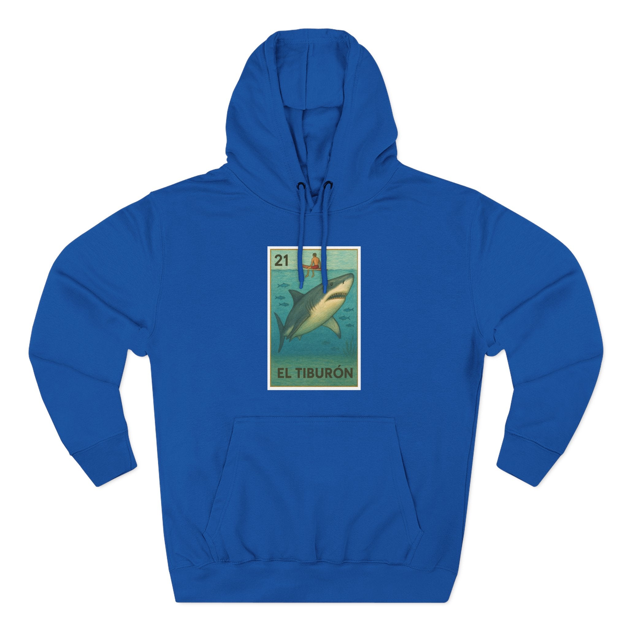 Shark Lotería Unisex - Pull-Over Cotton Blend Fleece Hoodie (El Tiburón)
